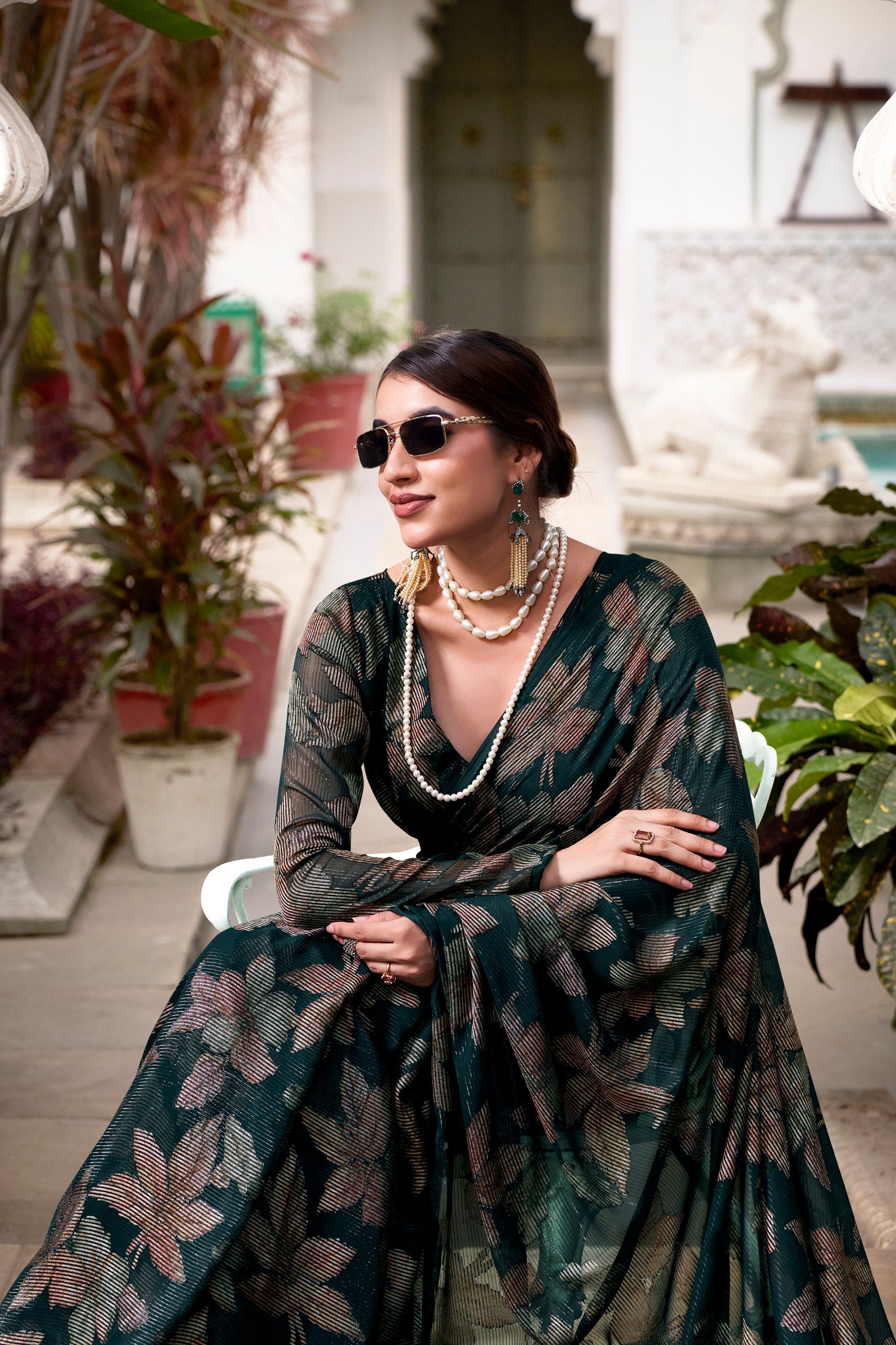 Floral Lurex Brasso saree