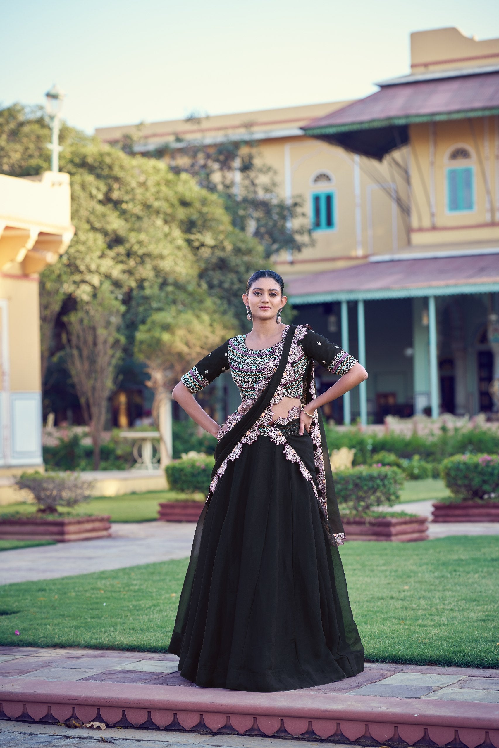 Midnight Onyx Aurum Georgette Lehenga Choli Set