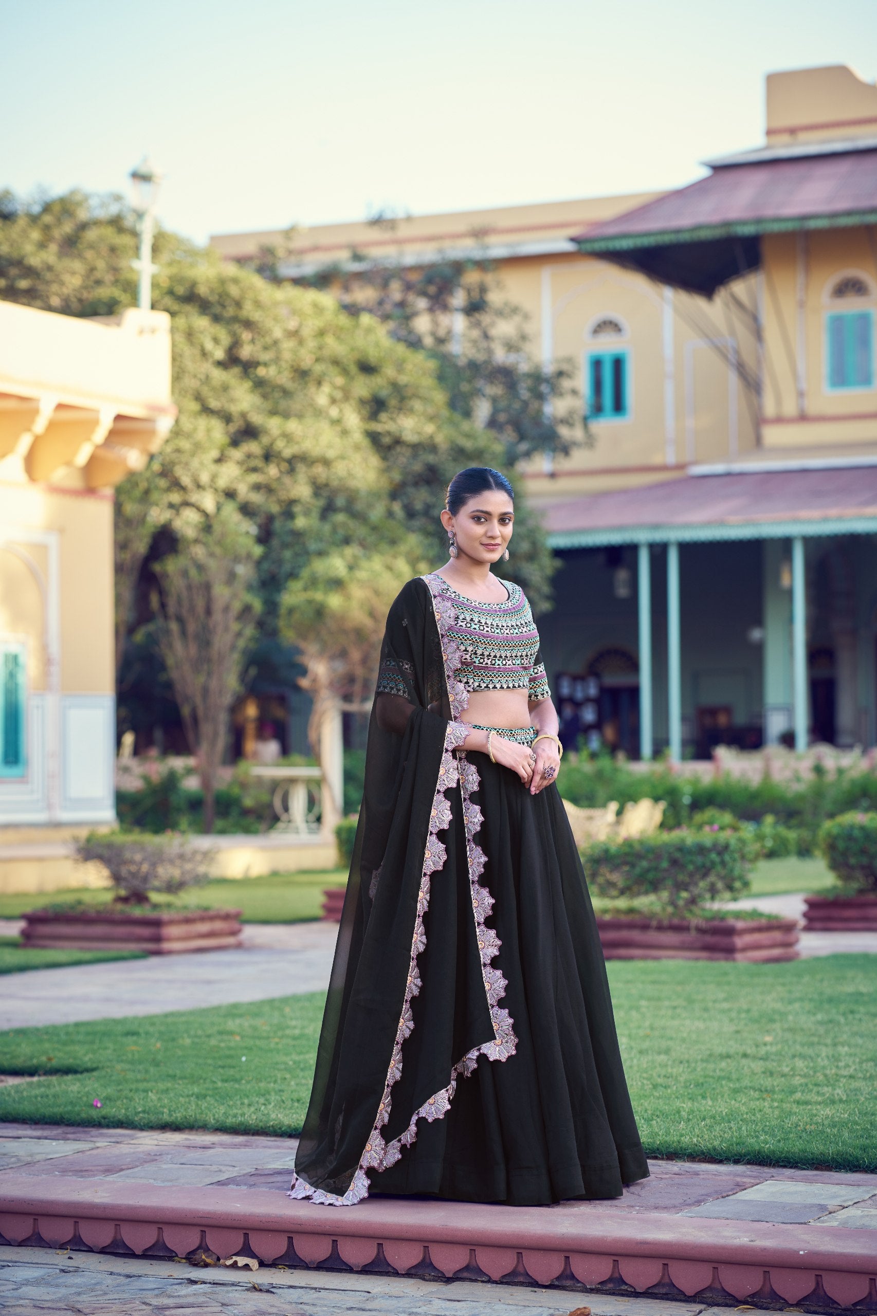 Midnight Onyx Aurum Georgette Lehenga Choli Set