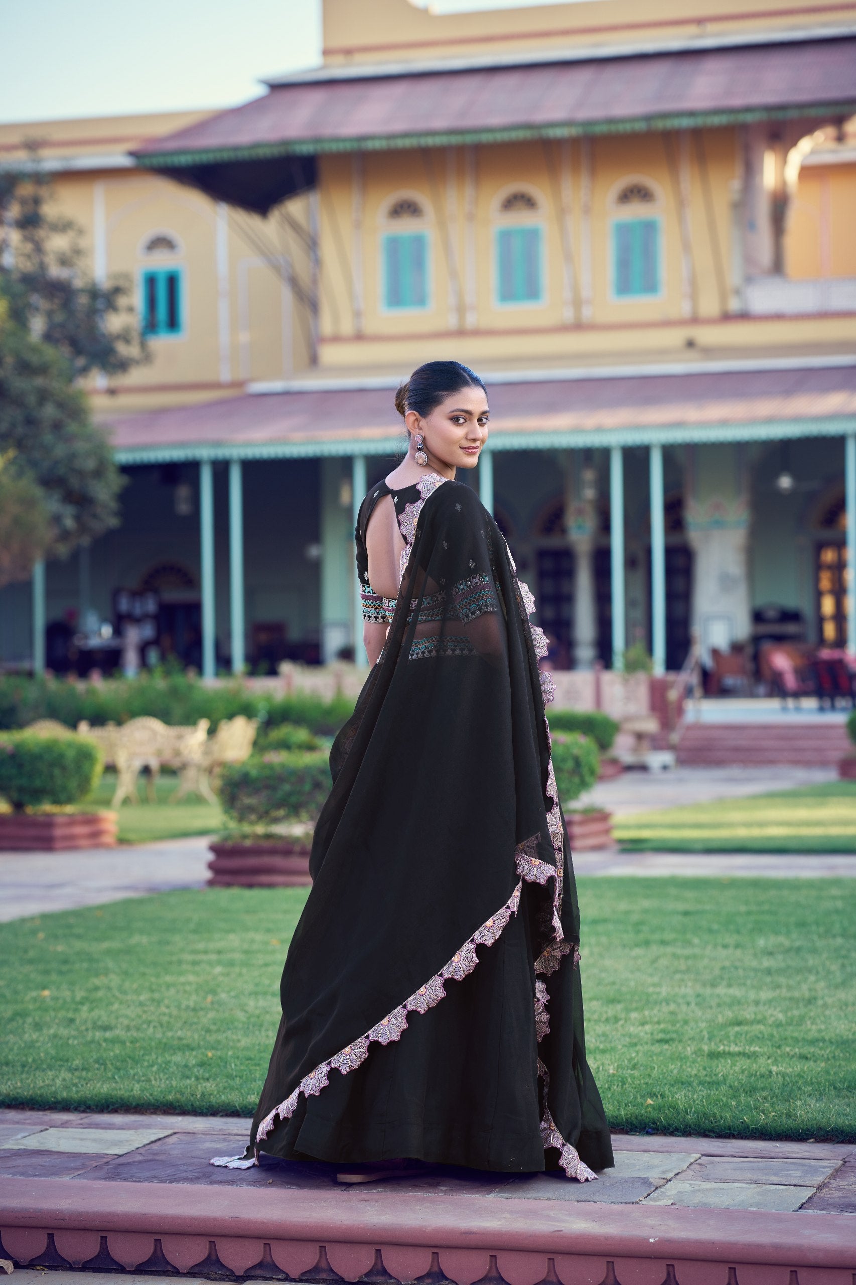 Midnight Onyx Aurum Georgette Lehenga Choli Set