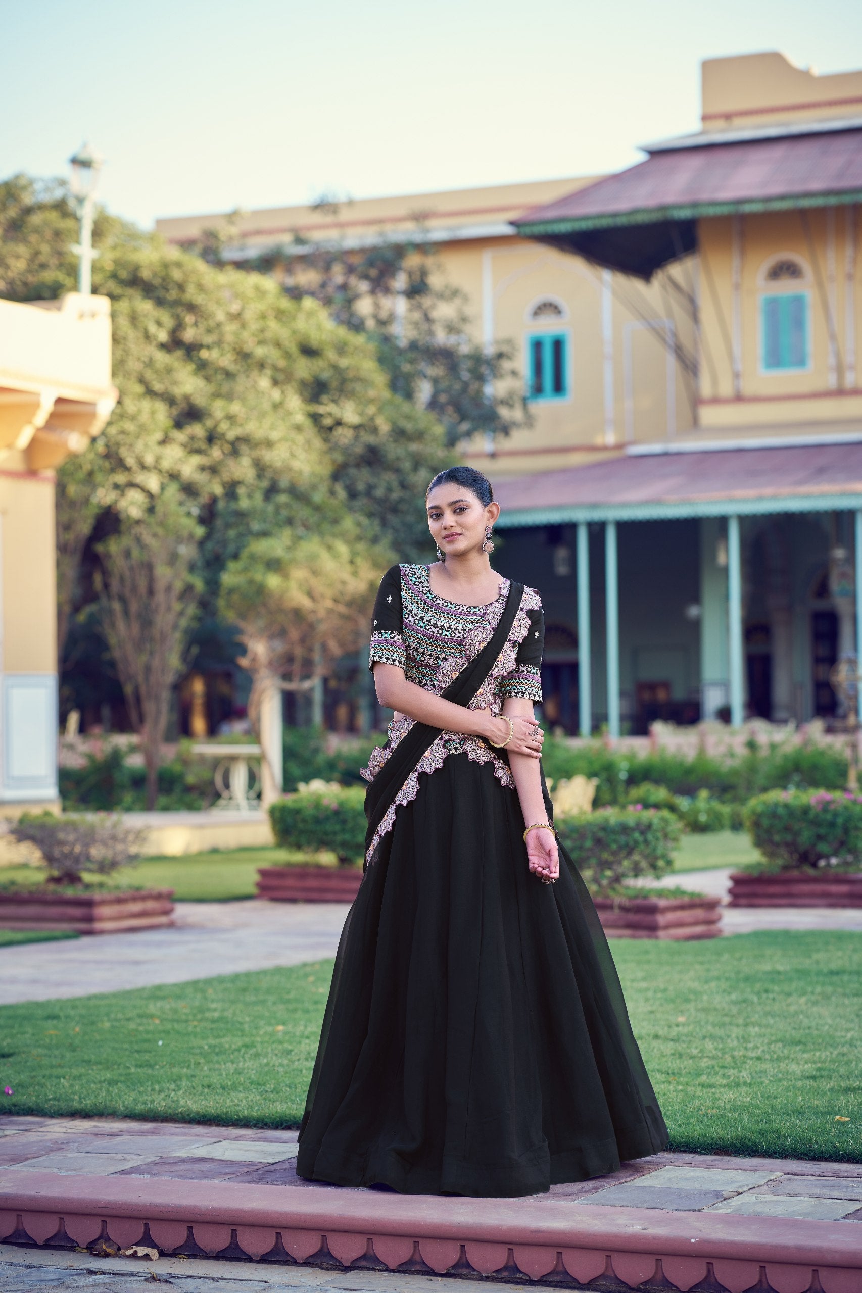 Midnight Onyx Aurum Georgette Lehenga Choli Set