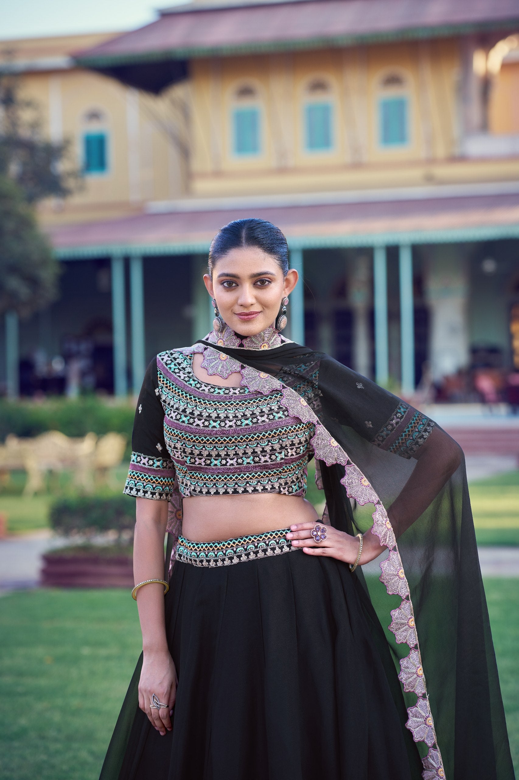 Midnight Onyx Aurum Georgette Lehenga Choli Set