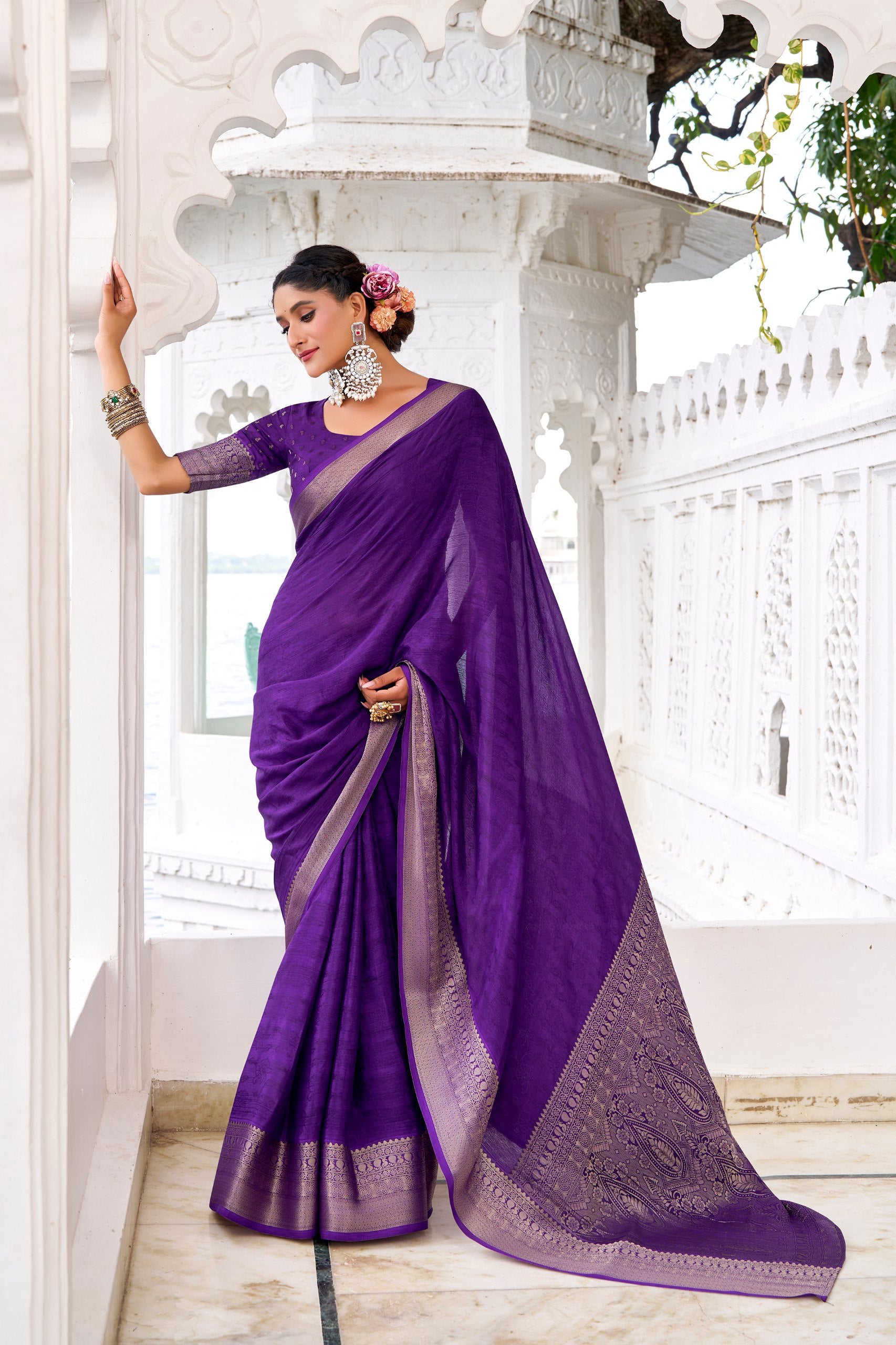 Draped in Chinon charm saree