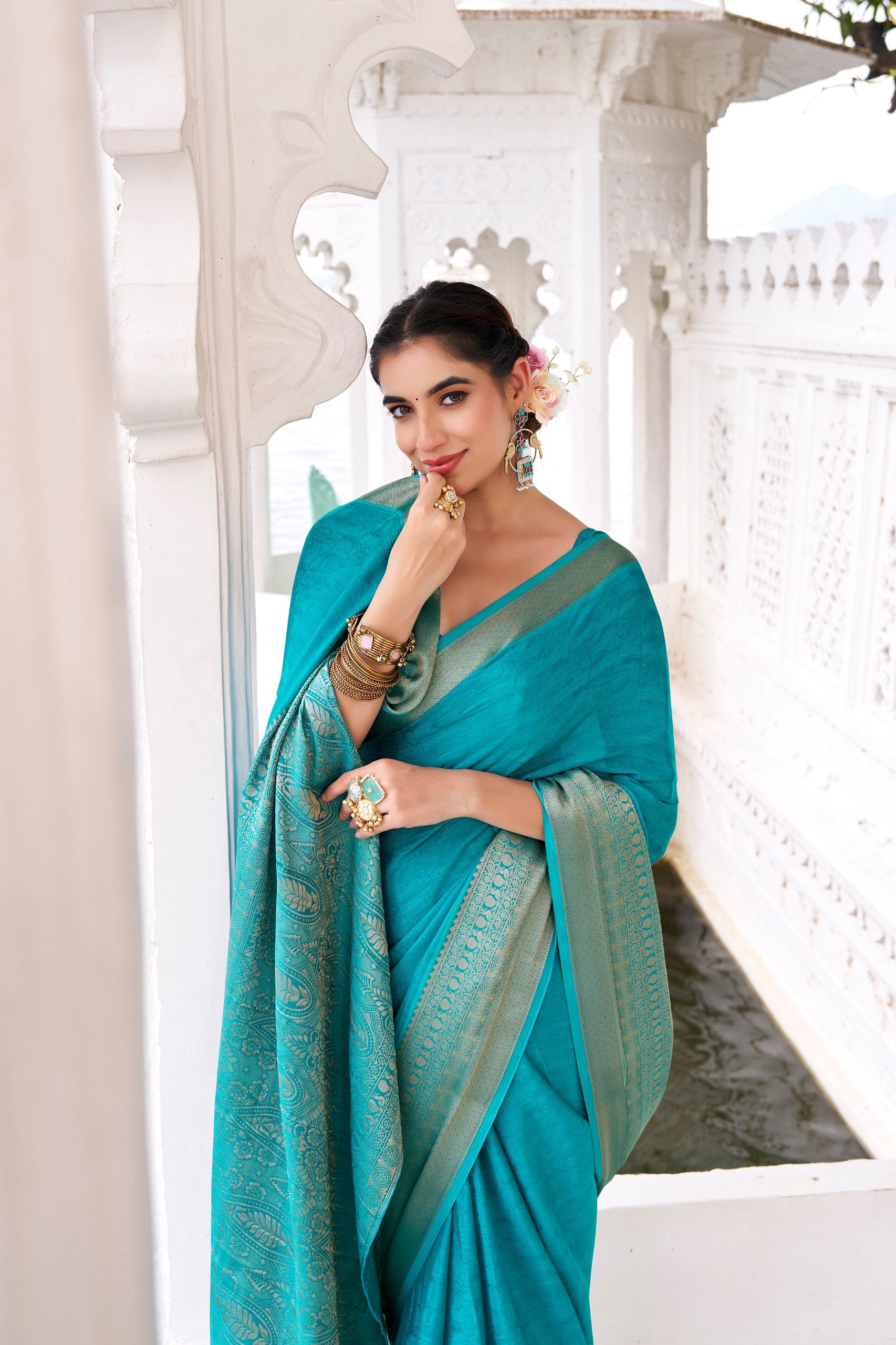 Draped in Chinon charm saree