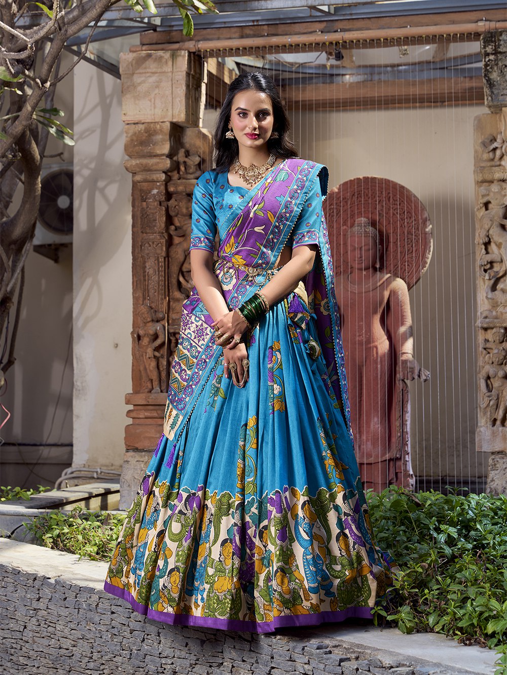 Kalamkari Radiance – Tussar Silk Lehenga