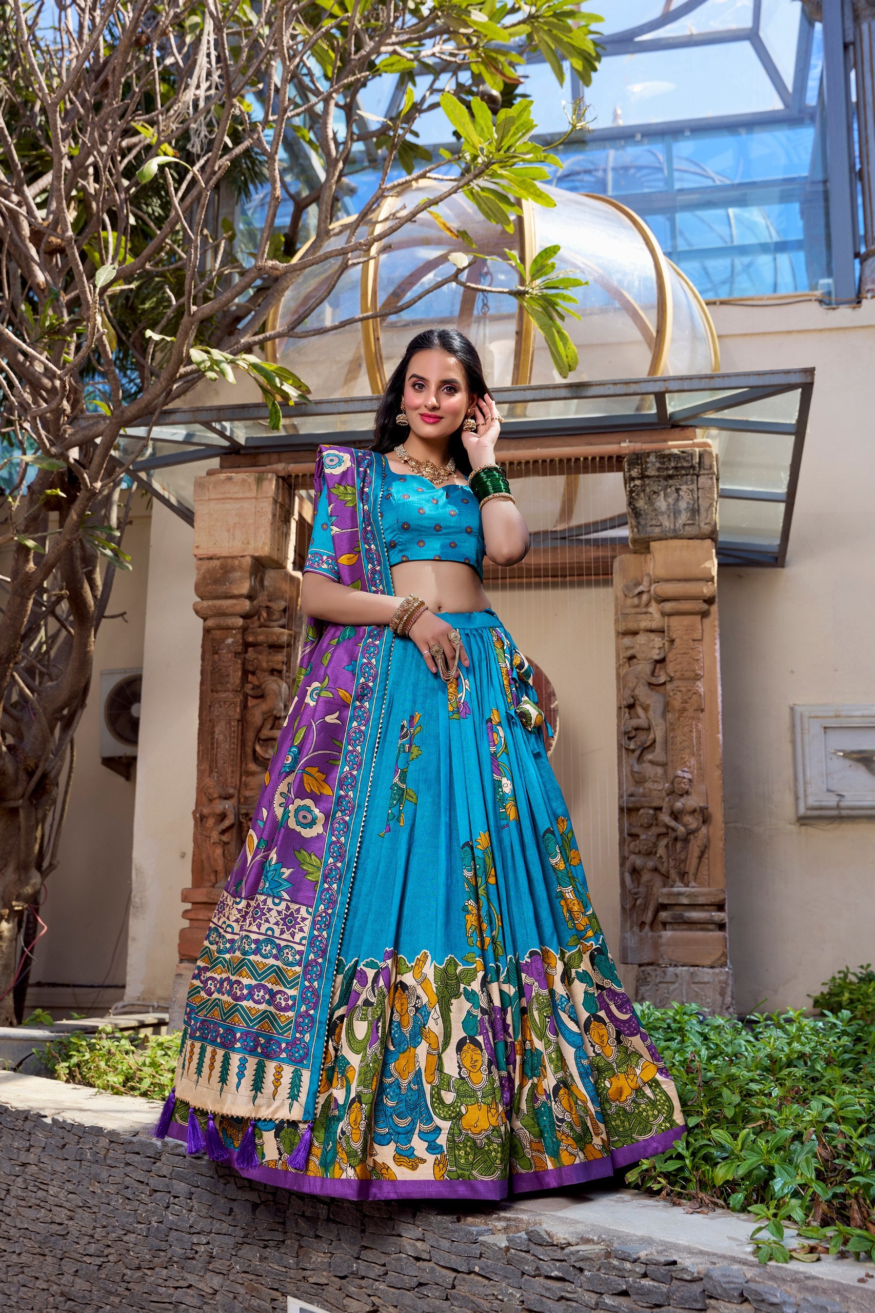 Kalamkari Radiance – Tussar Silk Lehenga