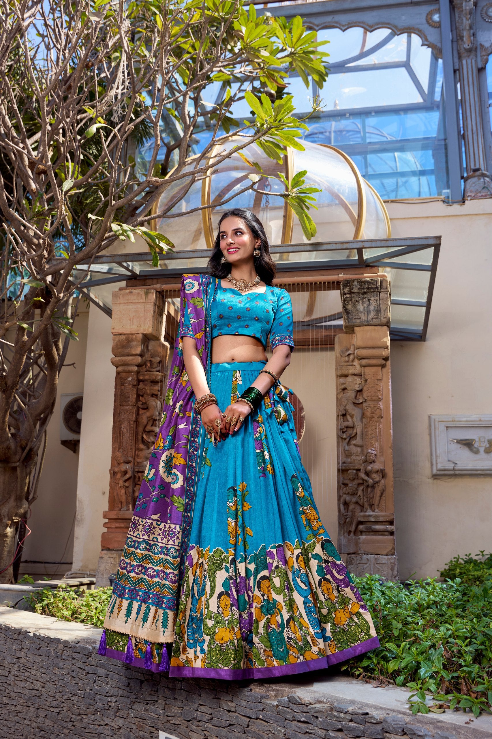 Kalamkari Radiance – Tussar Silk Lehenga