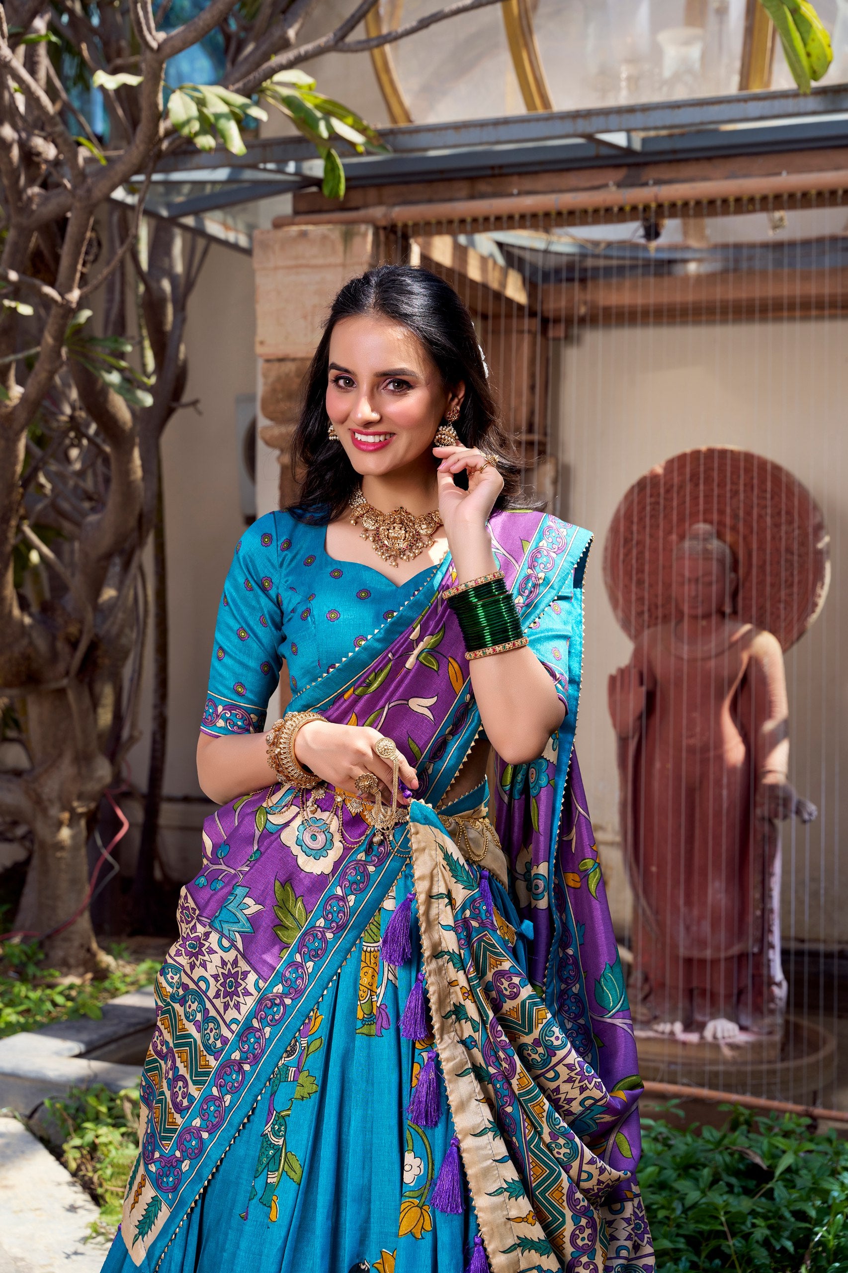 Kalamkari Radiance – Tussar Silk Lehenga