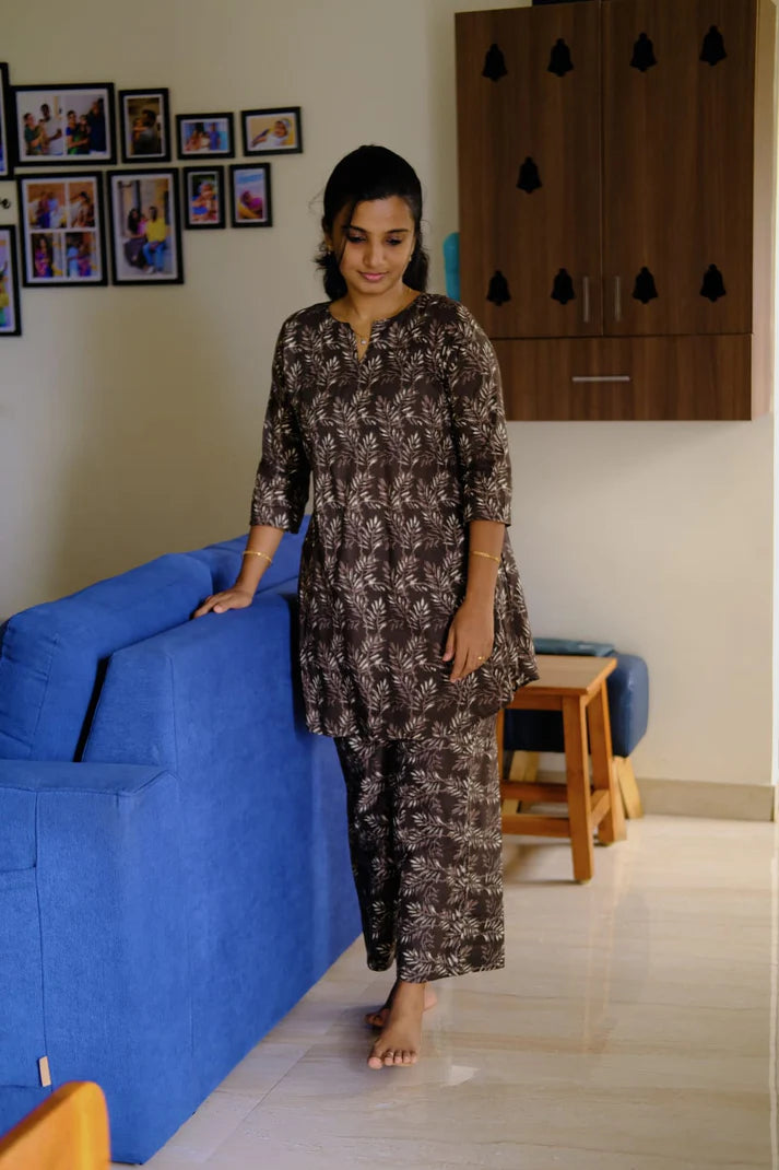 Heera – Brownish Grey Cotton Night Suit