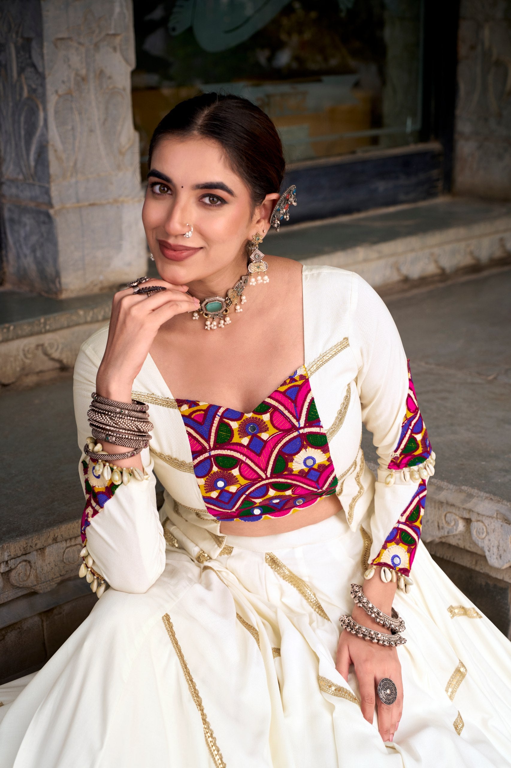 Lvory Lehenga with Embroidered Blouse