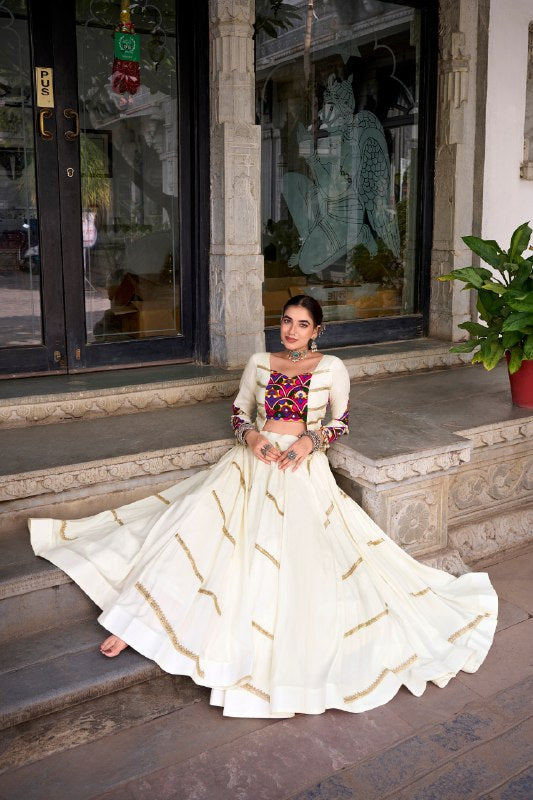 Lvory Lehenga with Embroidered Blouse
