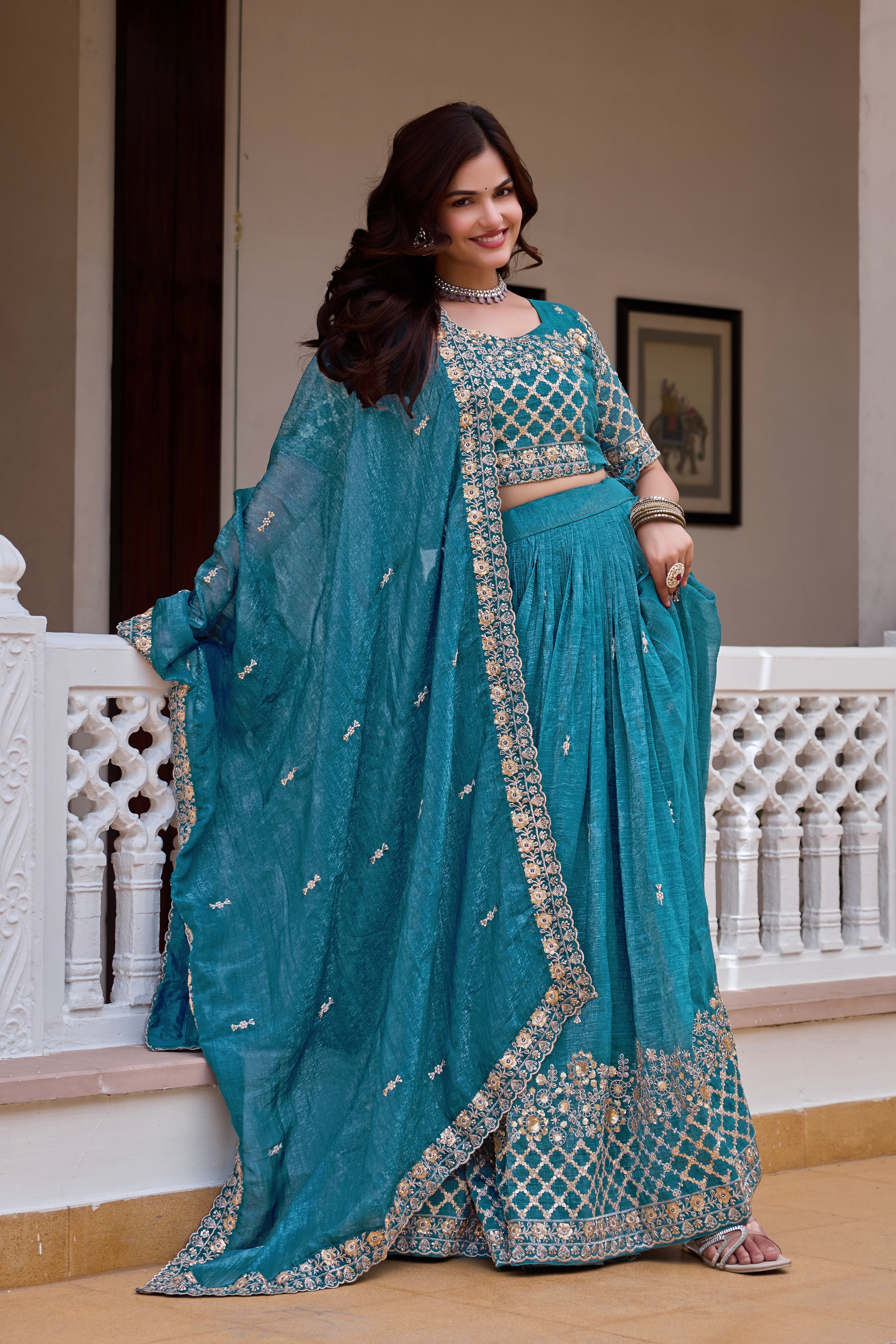 Shanvi Embroidery Sequence Lehenga Choli