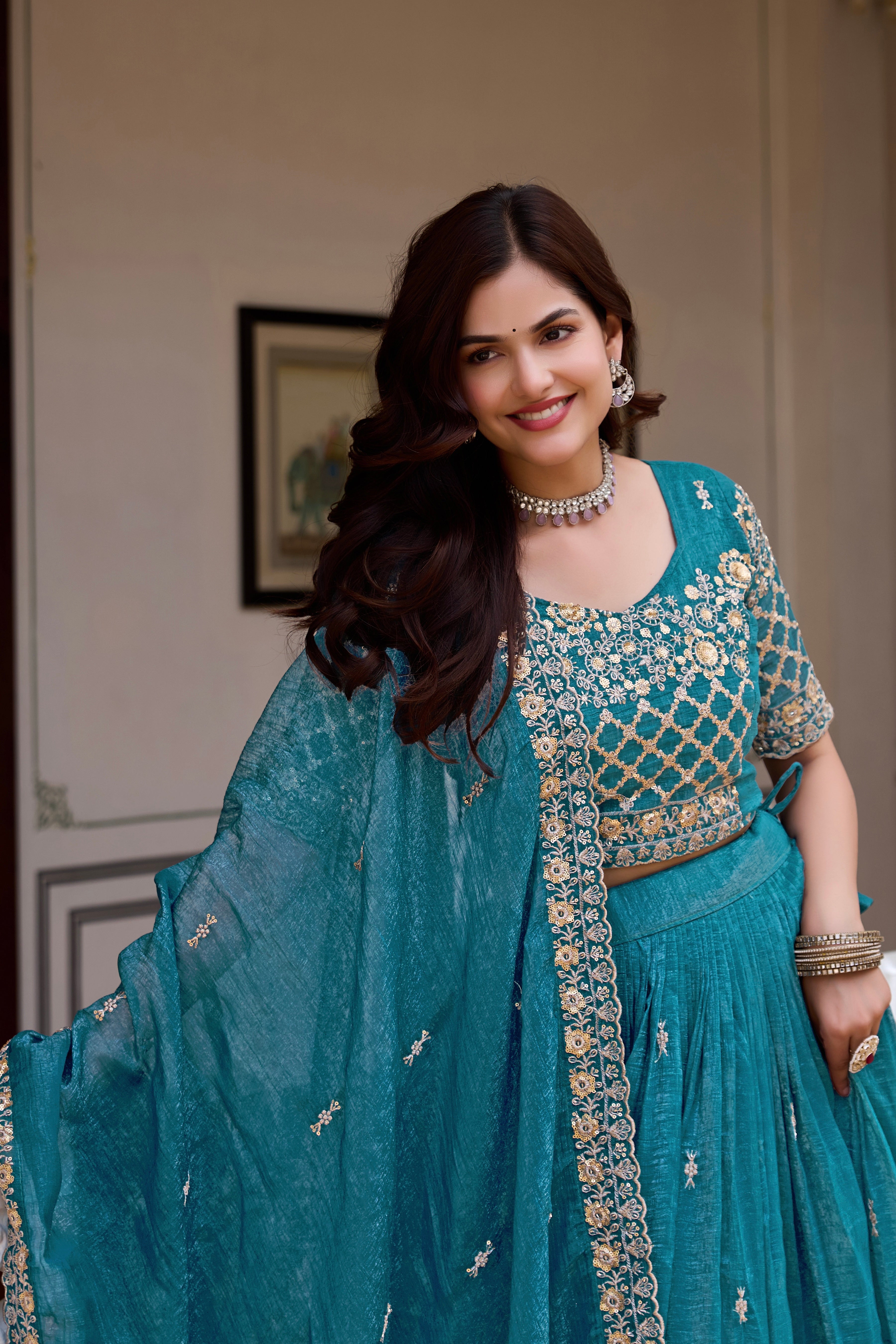 Shanvi Embroidery Sequence Lehenga Choli