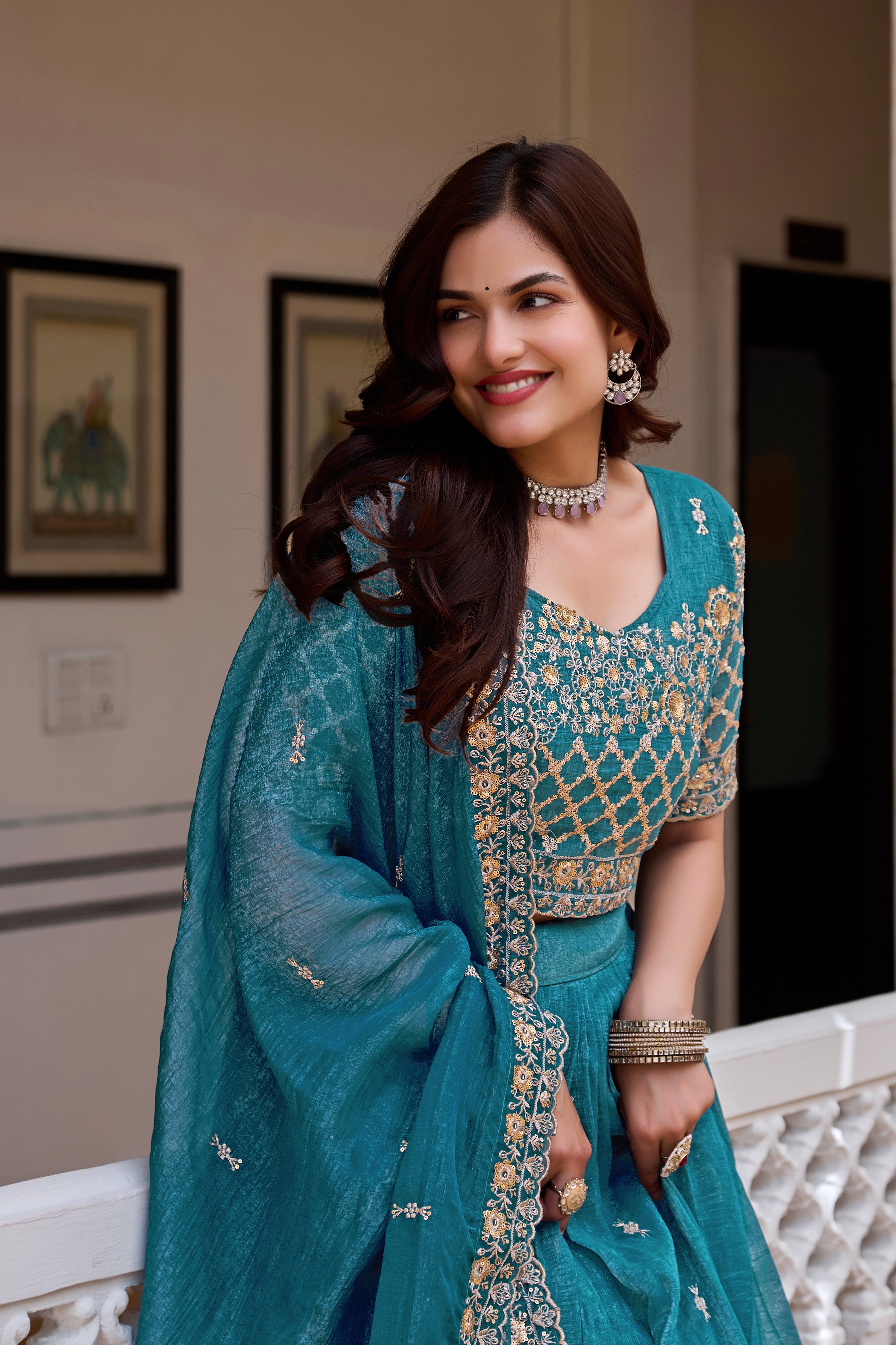 Shanvi Embroidery Sequence Lehenga Choli