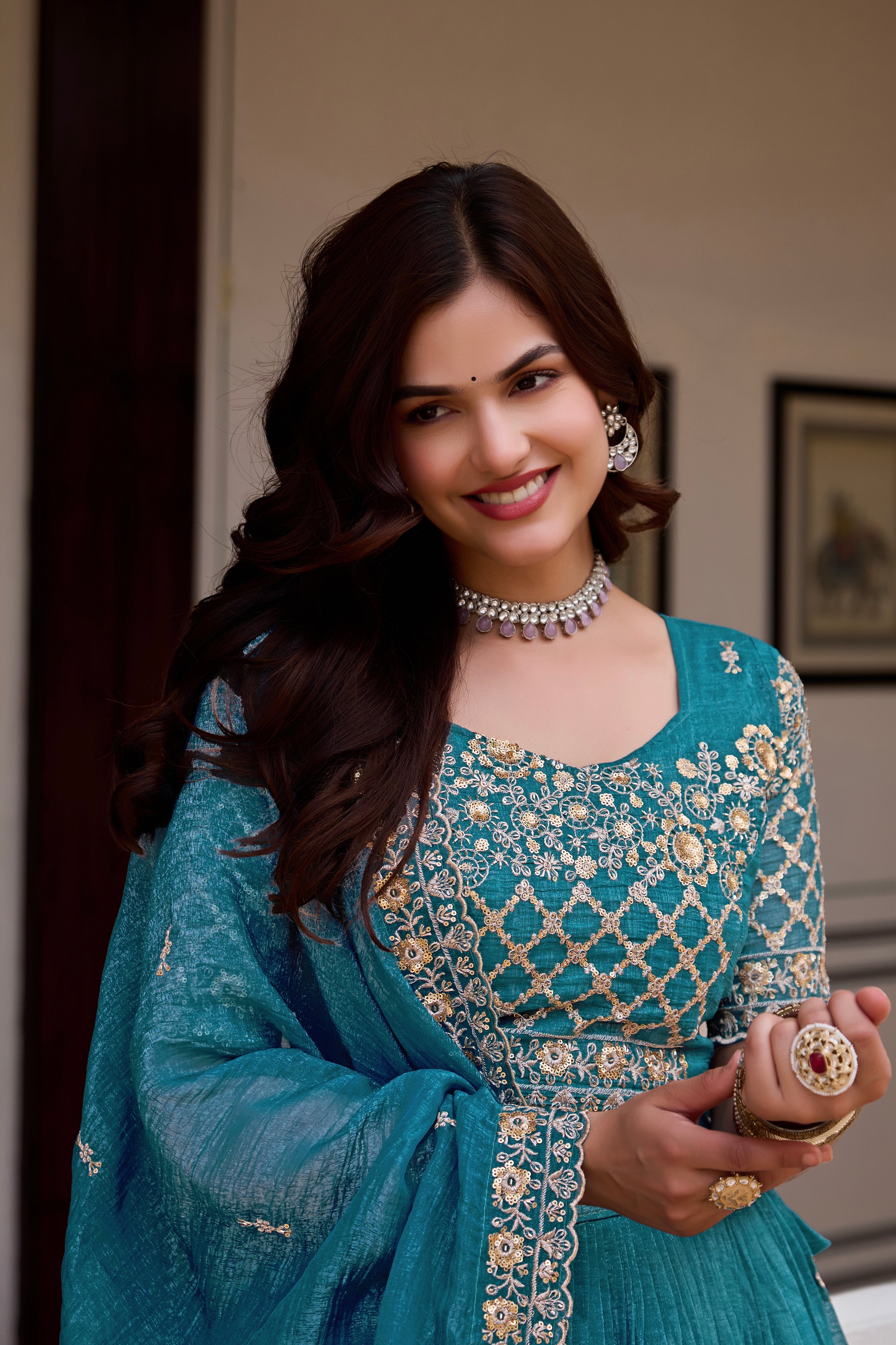 Shanvi Embroidery Sequence Lehenga Choli