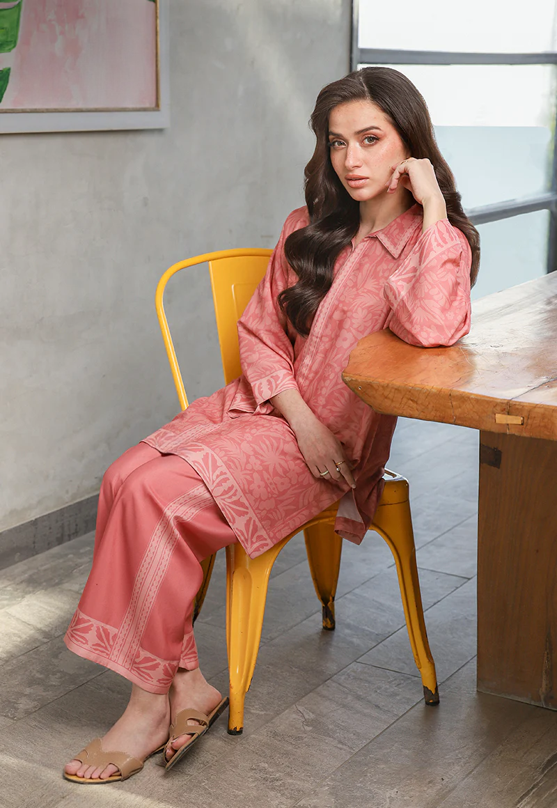 Peach Blush Textured Co-ord Set