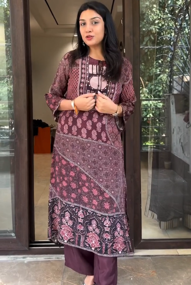 Wine Mirror Ajrakh Set