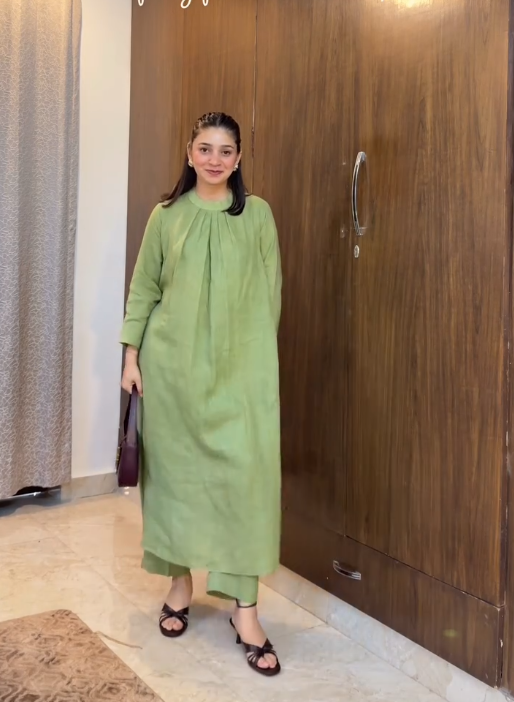 Green Flow A-Line Kurta Linen Set