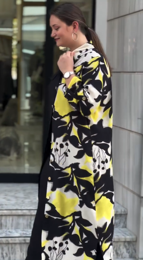Ziva Black & Yellow Abstract Co-Ord Set