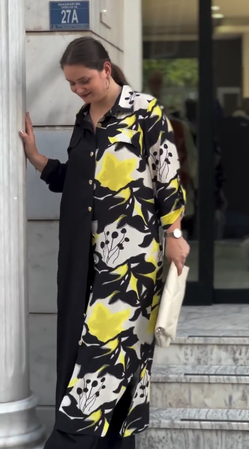 Ziva Black & Yellow Abstract Co-Ord Set