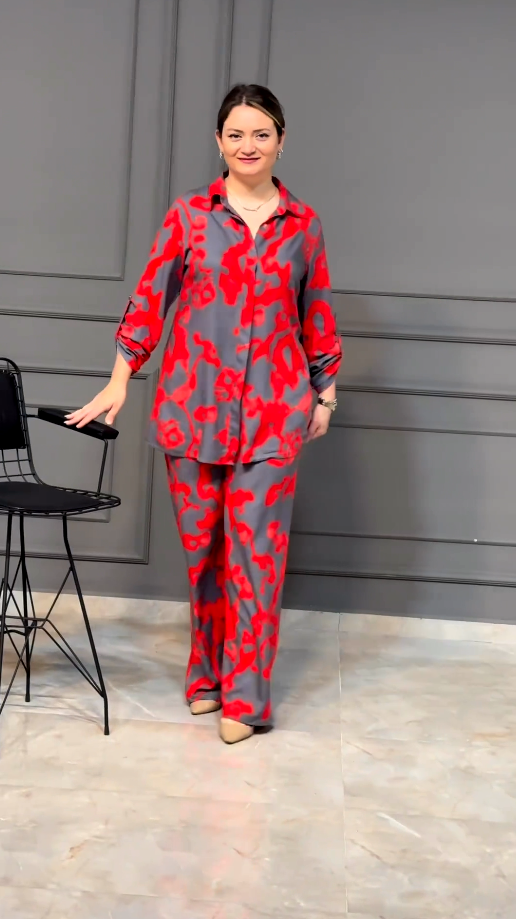 Red Pattern Co-ord Set