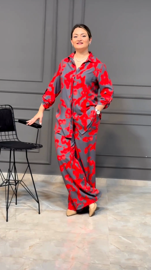 Red Pattern Co-ord Set