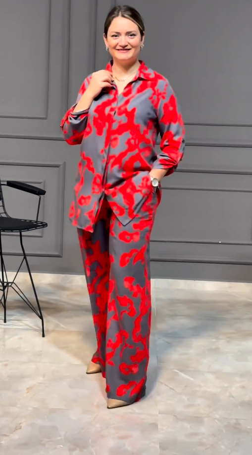 Red Pattern Co-ord Set