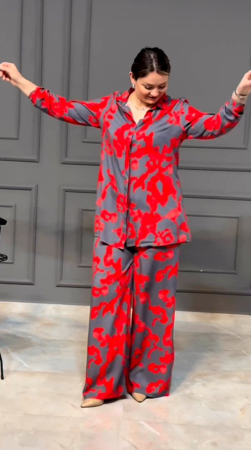 Red Pattern Co-ord Set