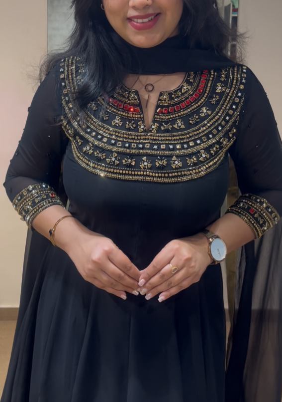 Black Handwork Anarkali