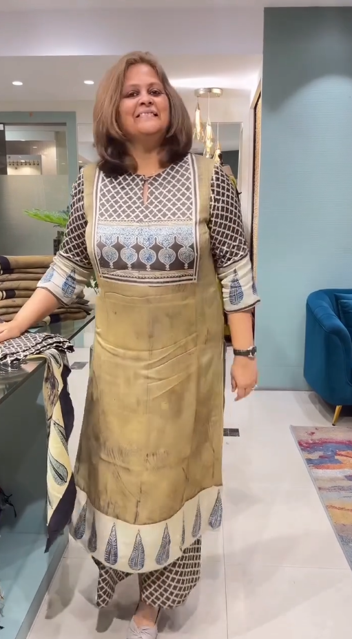 Royal Ajrakh Kurta with Bottom set