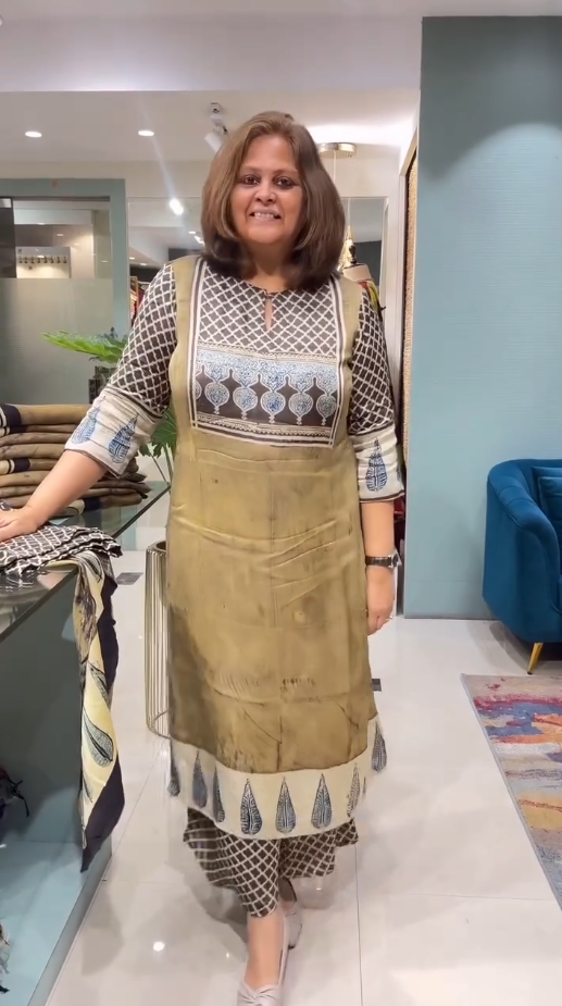 Royal Ajrakh Kurta with Bottom set