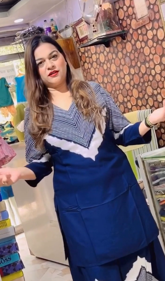 Blue Chevron Kurti Palazzo Set