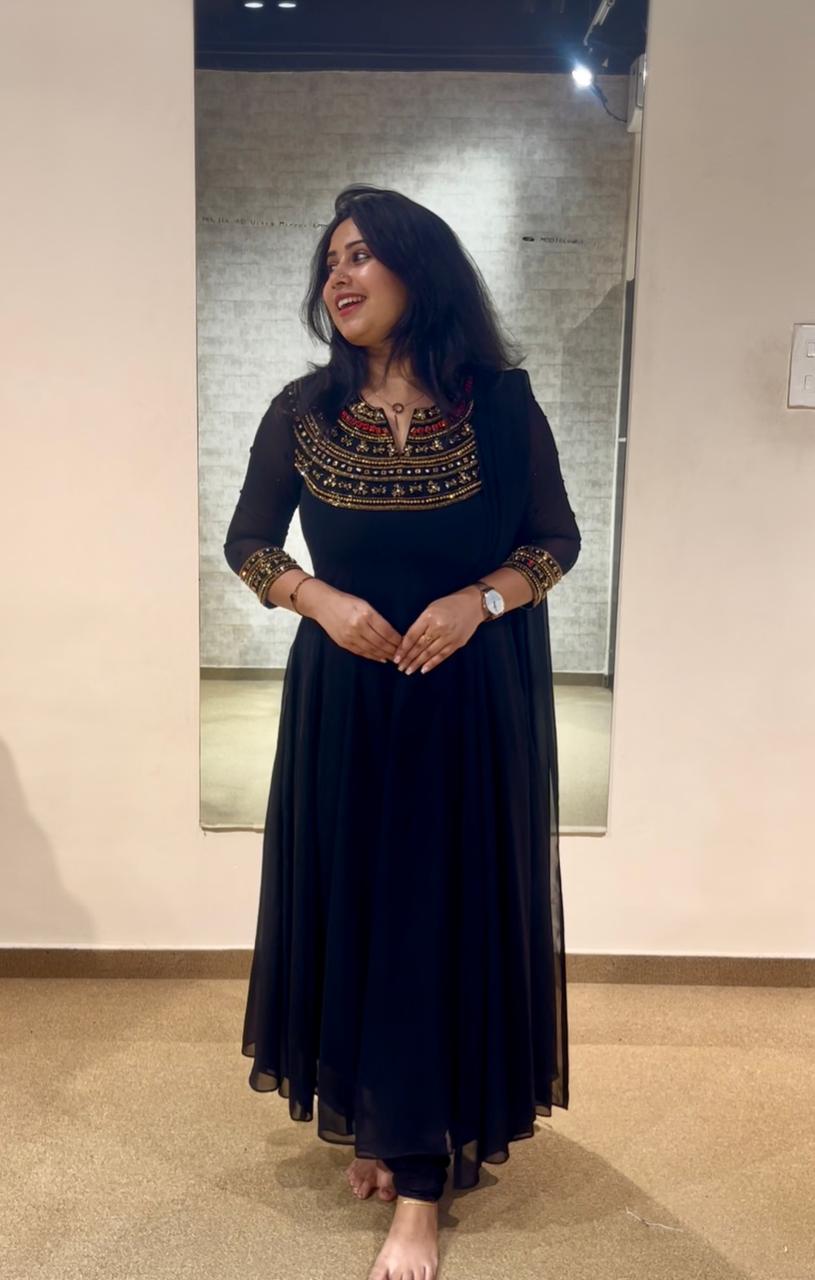 Black Handwork Anarkali