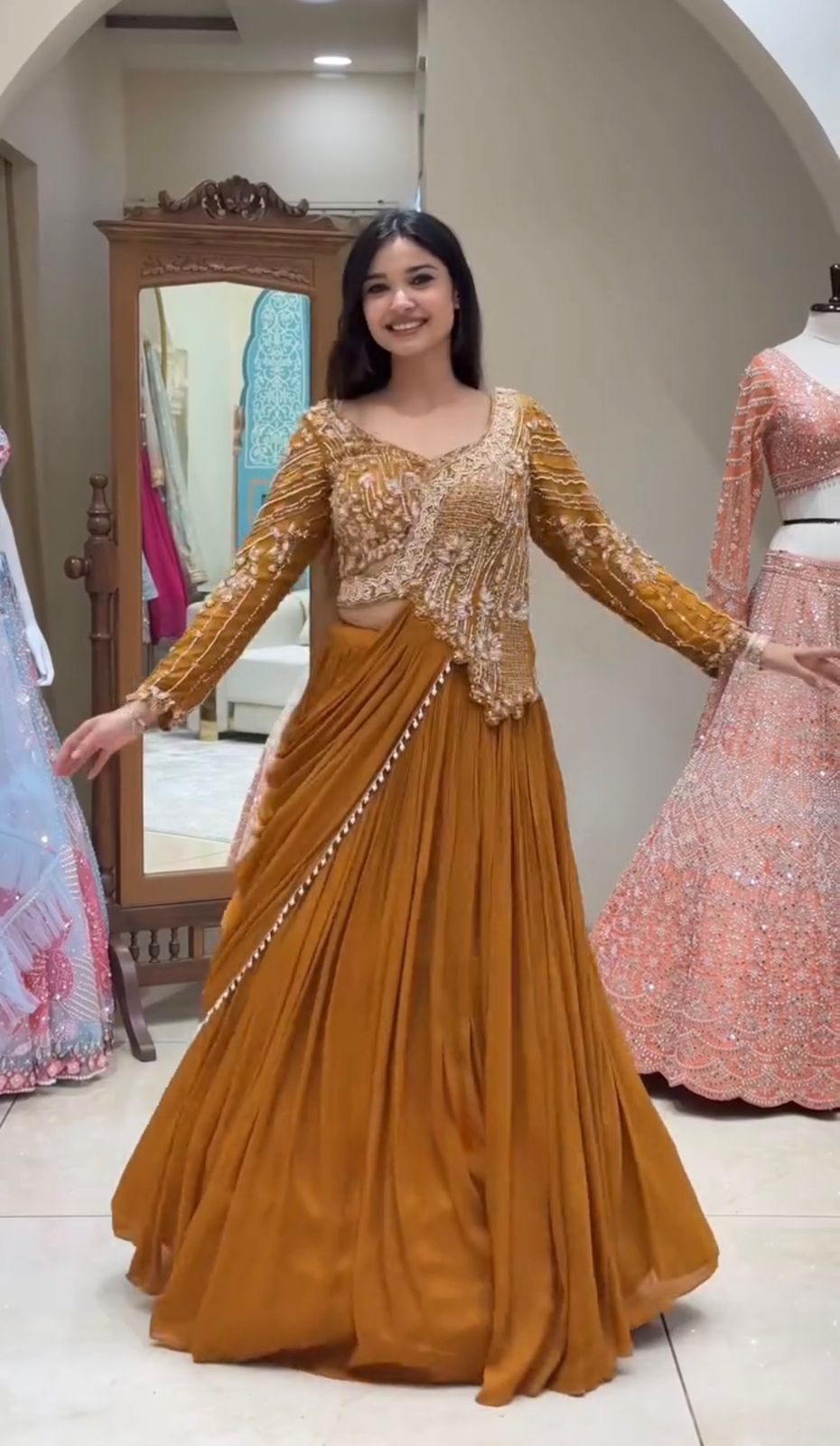 Royal Mustard Embroidered Lehenga Set