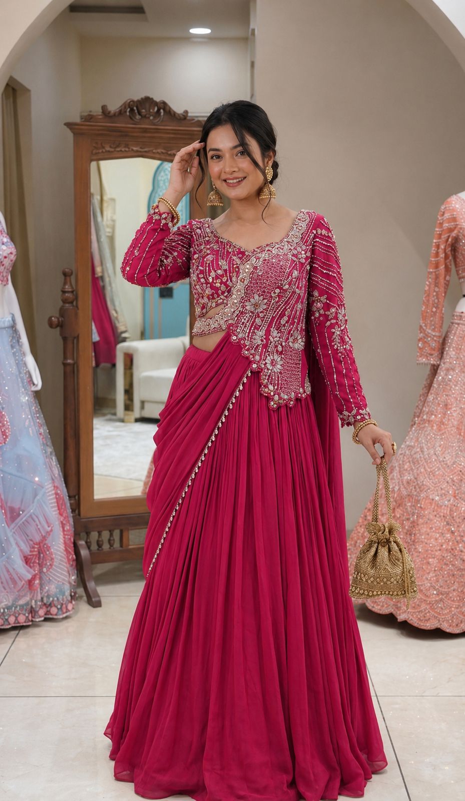 Royal Mustard Embroidered Lehenga Set