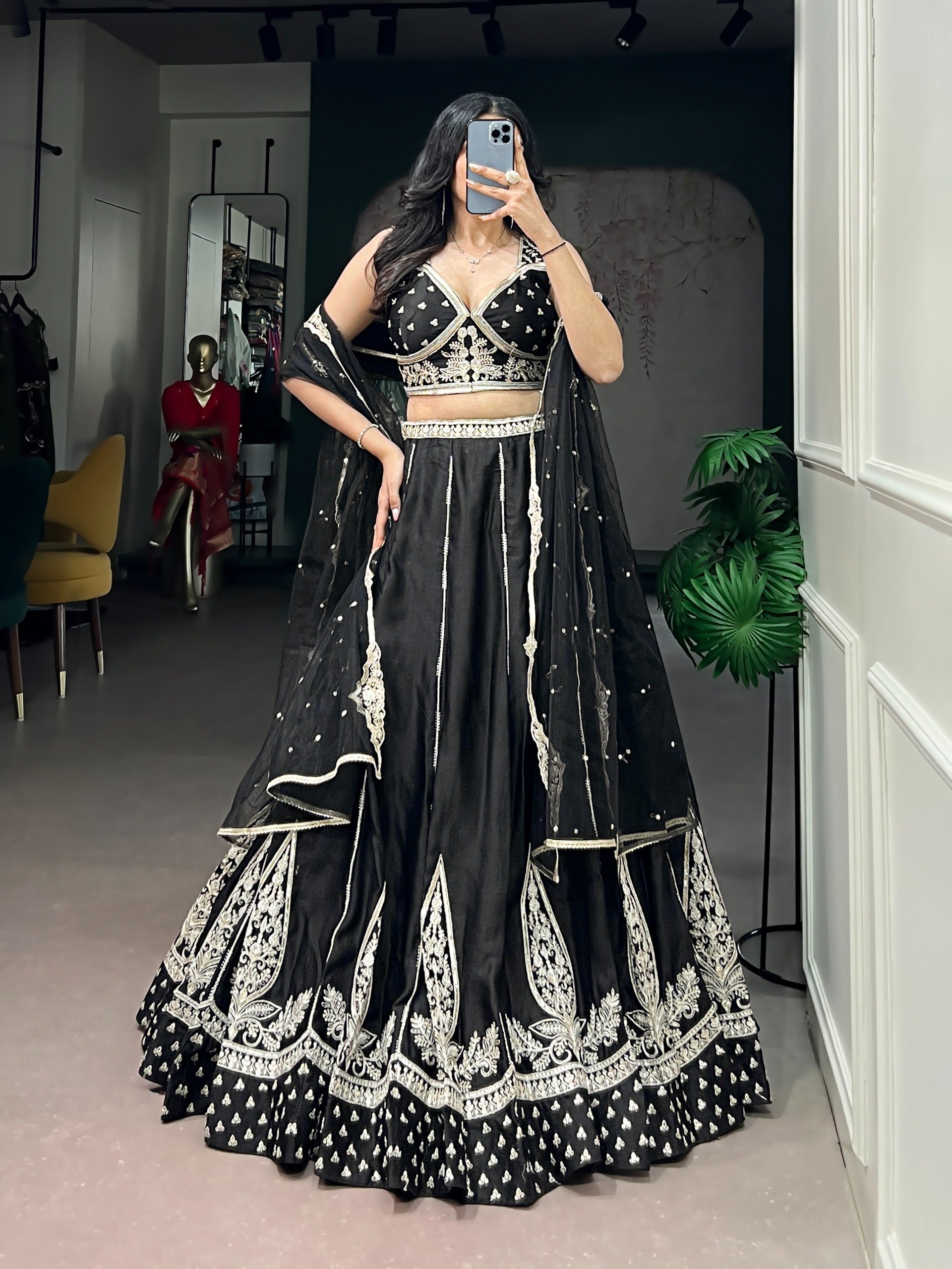 Naysha Silk Fabric with Thread & Sequins Embroidery Work