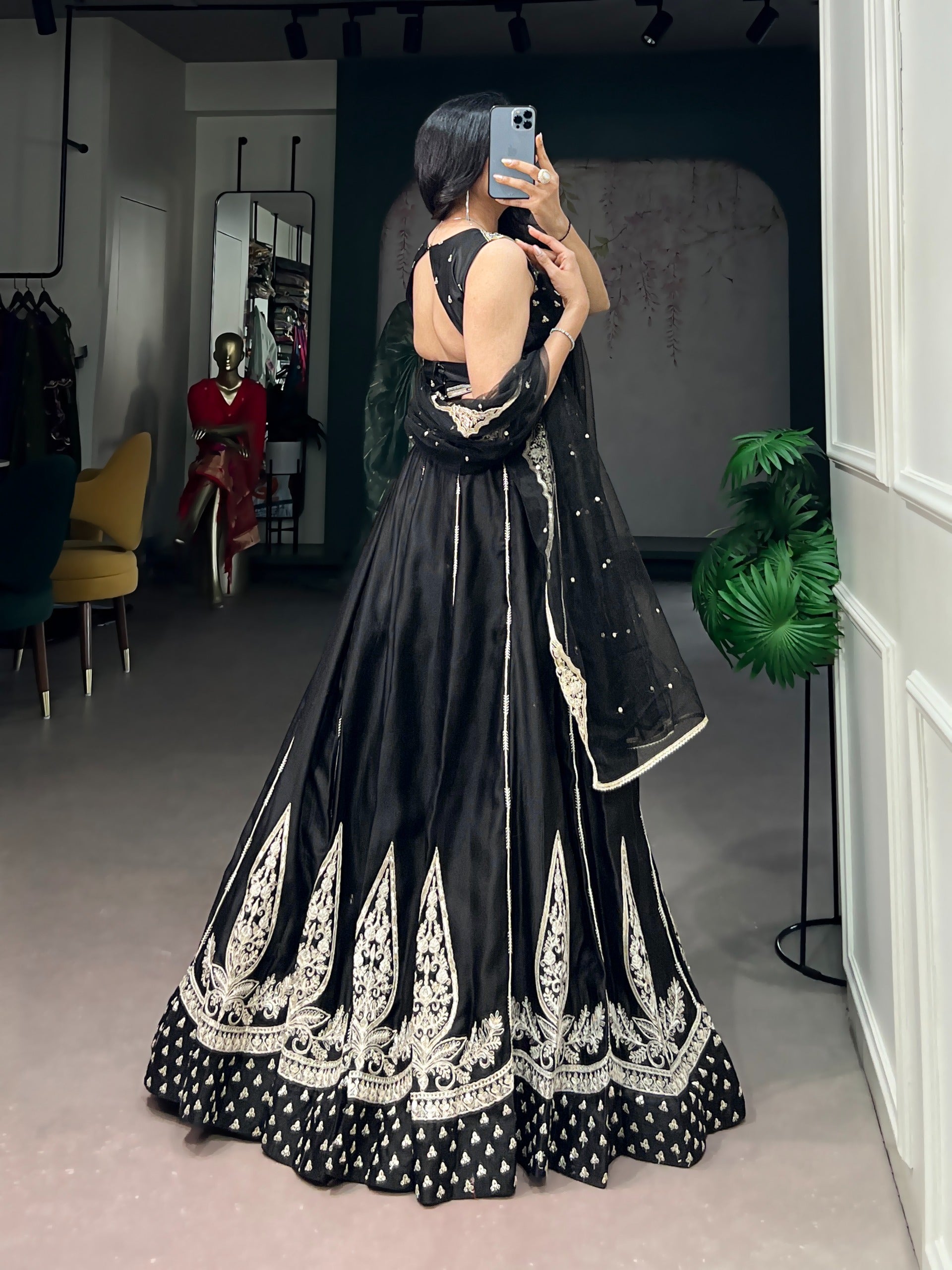 Naysha Silk Fabric with Thread & Sequins Embroidery Work