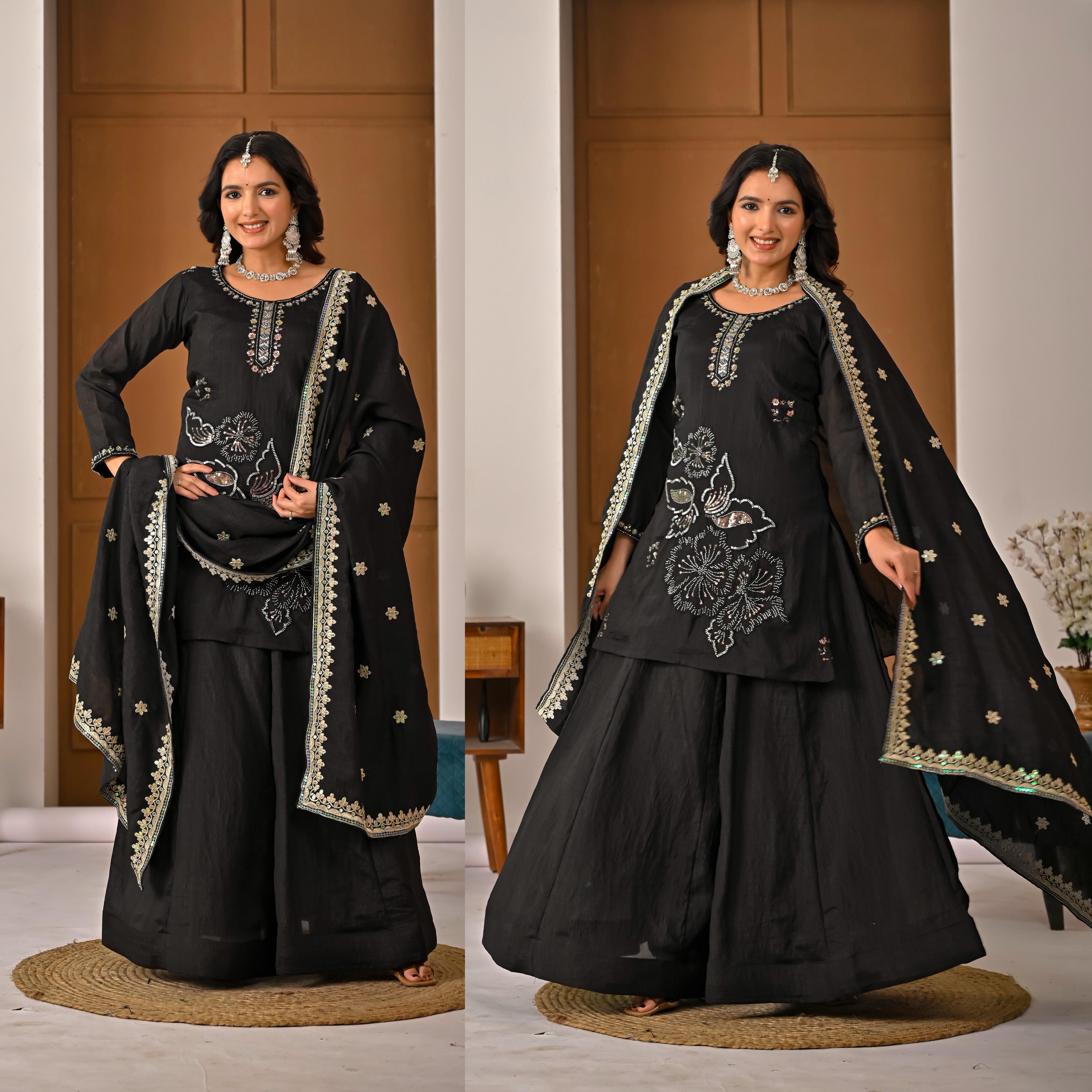 Meera Hand Work & Embroidered Sharara Palazzo Suite