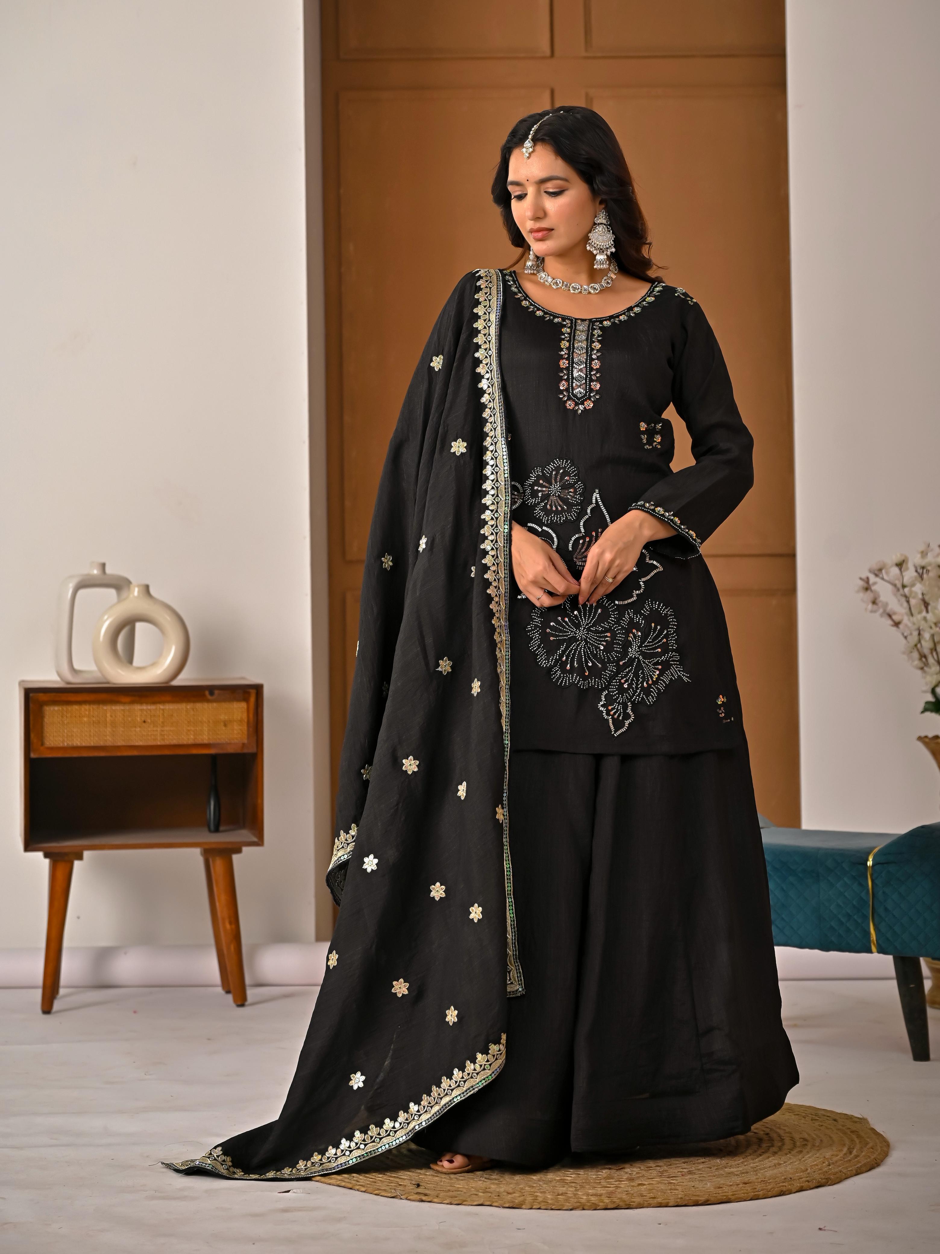 Meera Hand Work & Embroidered Sharara Palazzo Suite