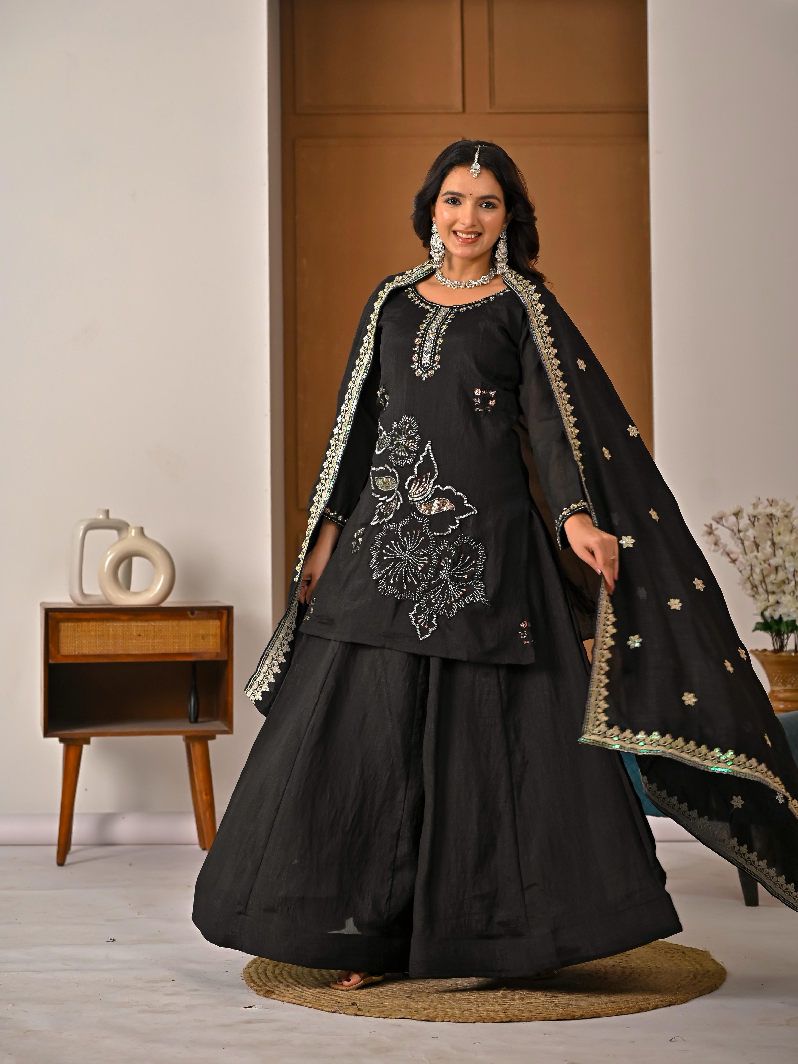 Meera Hand Work & Embroidered Sharara Palazzo Suite