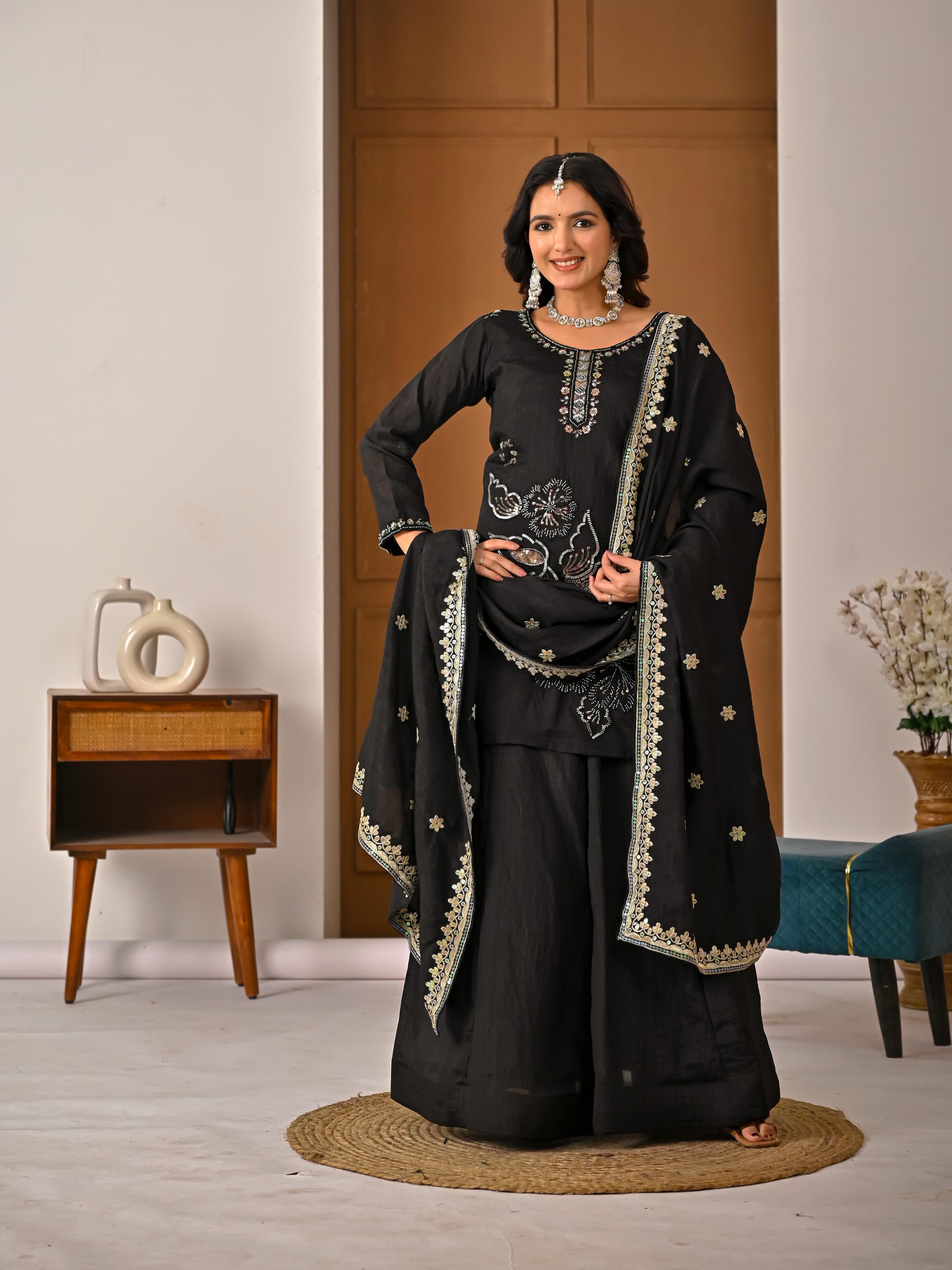 Meera Hand Work & Embroidered Sharara Palazzo Suite