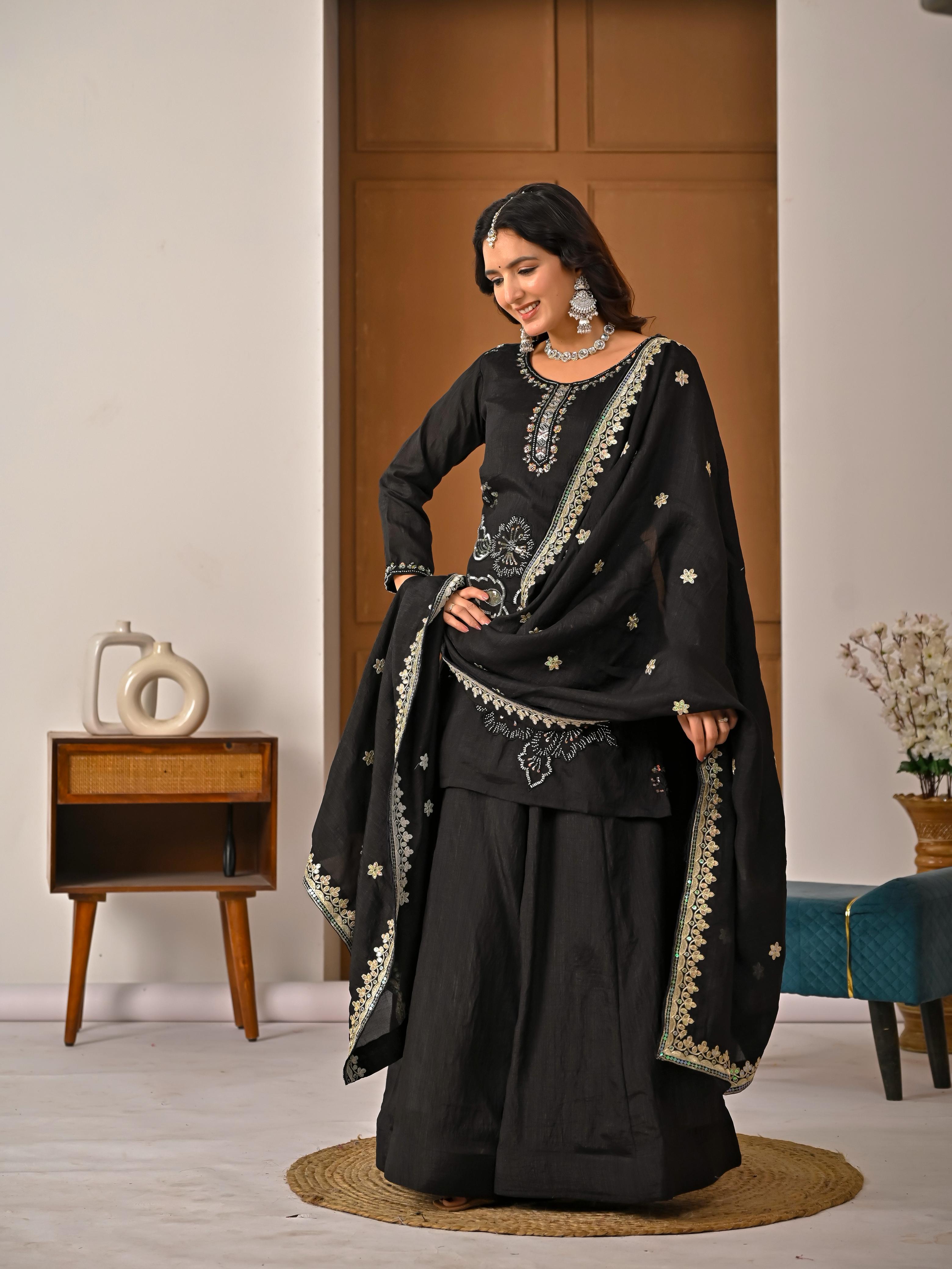 Meera Hand Work & Embroidered Sharara Palazzo Suite