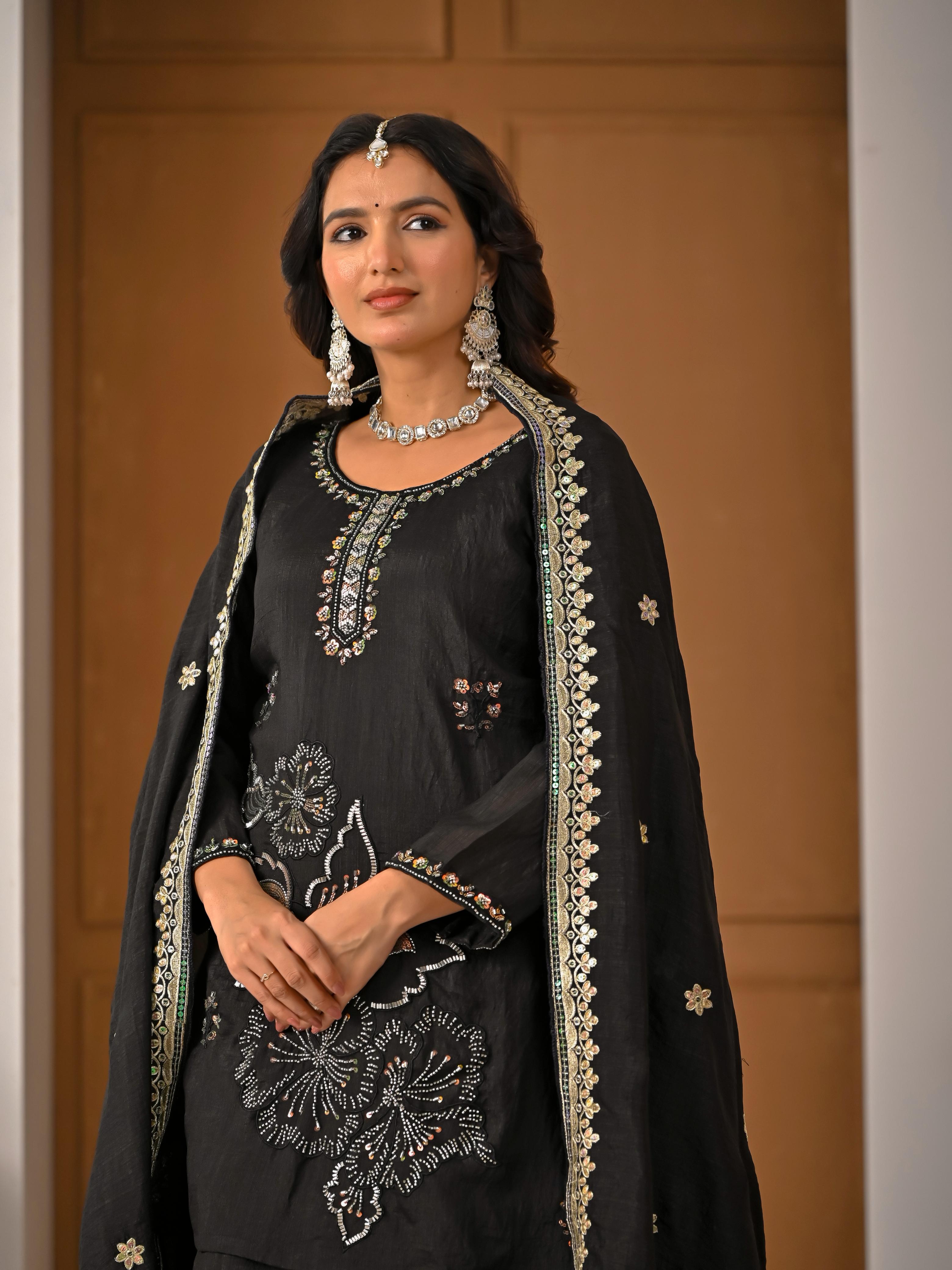 Meera Hand Work & Embroidered Sharara Palazzo Suite