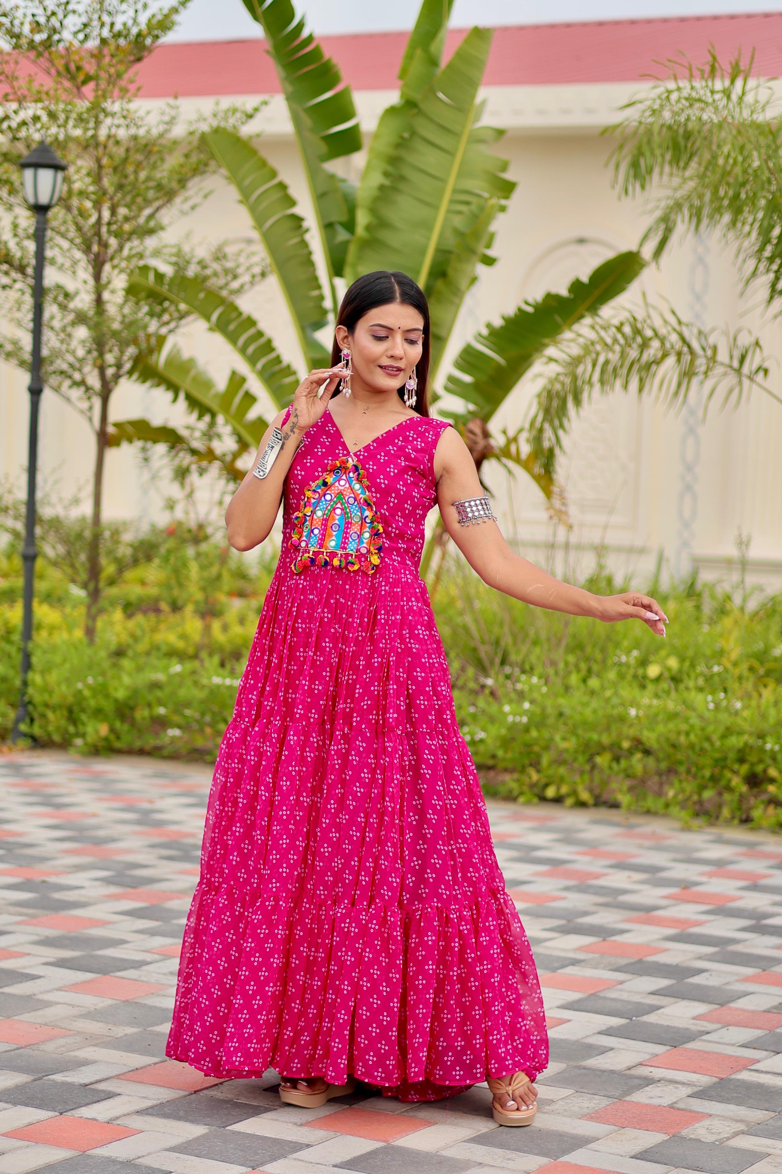 Navratri Special Gamathi Mirror Work Gown