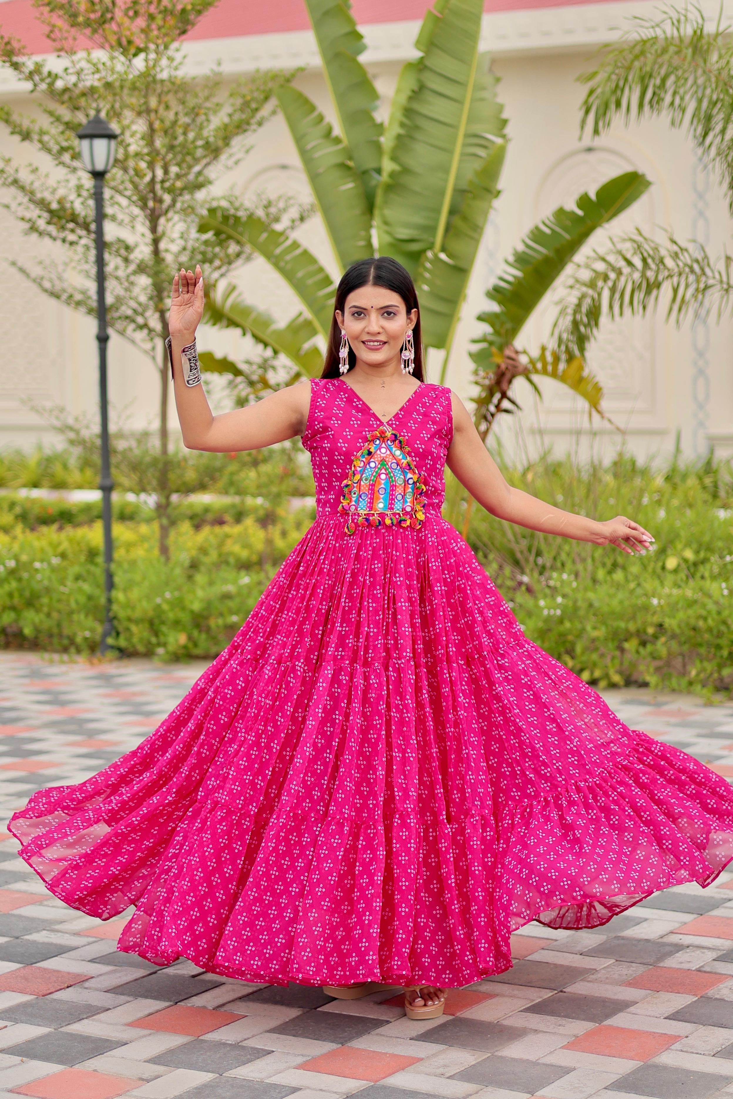 Navratri Special Gamathi Mirror Work Gown