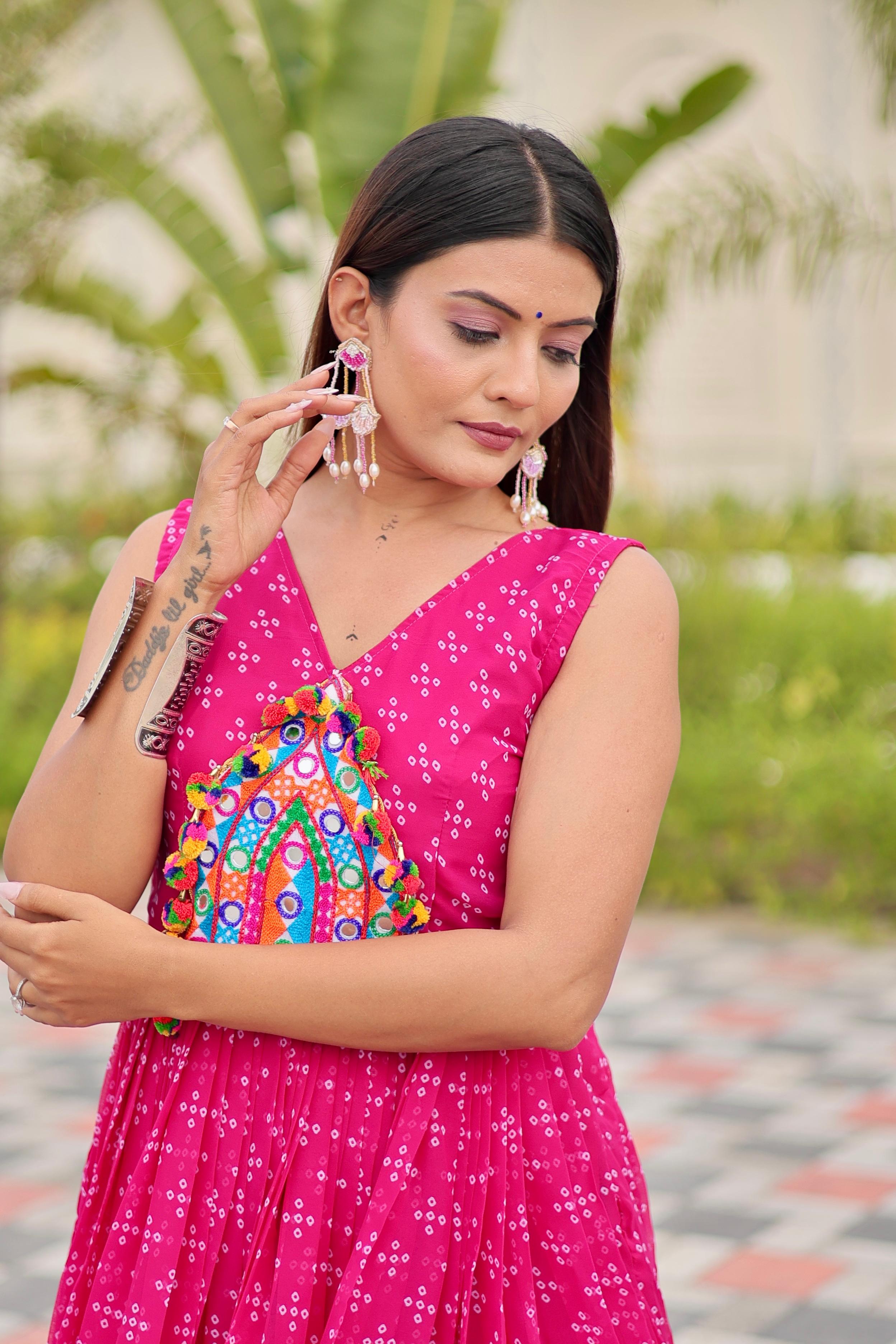 Navratri Special Gamathi Mirror Work Gown