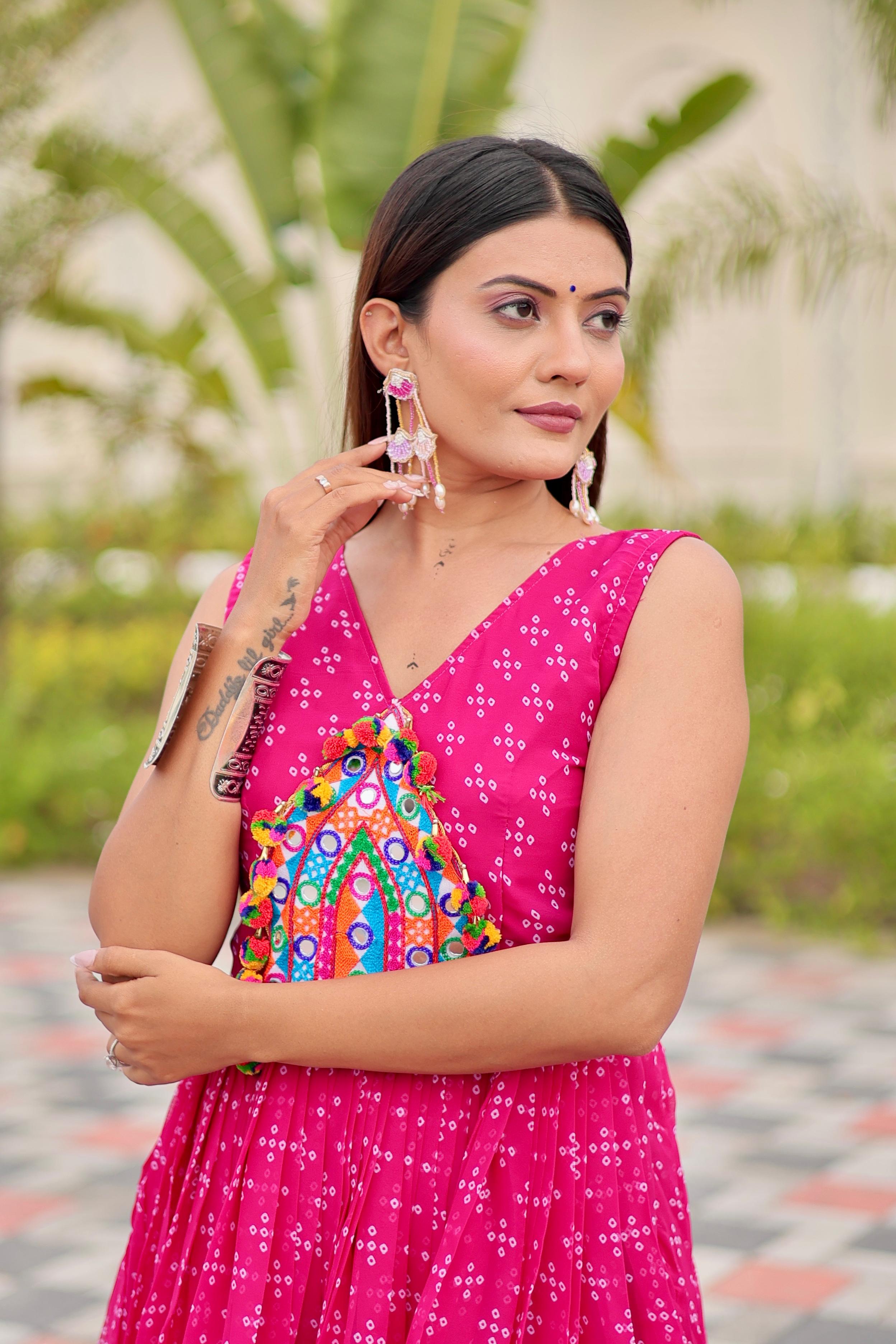 Navratri Special Gamathi Mirror Work Gown