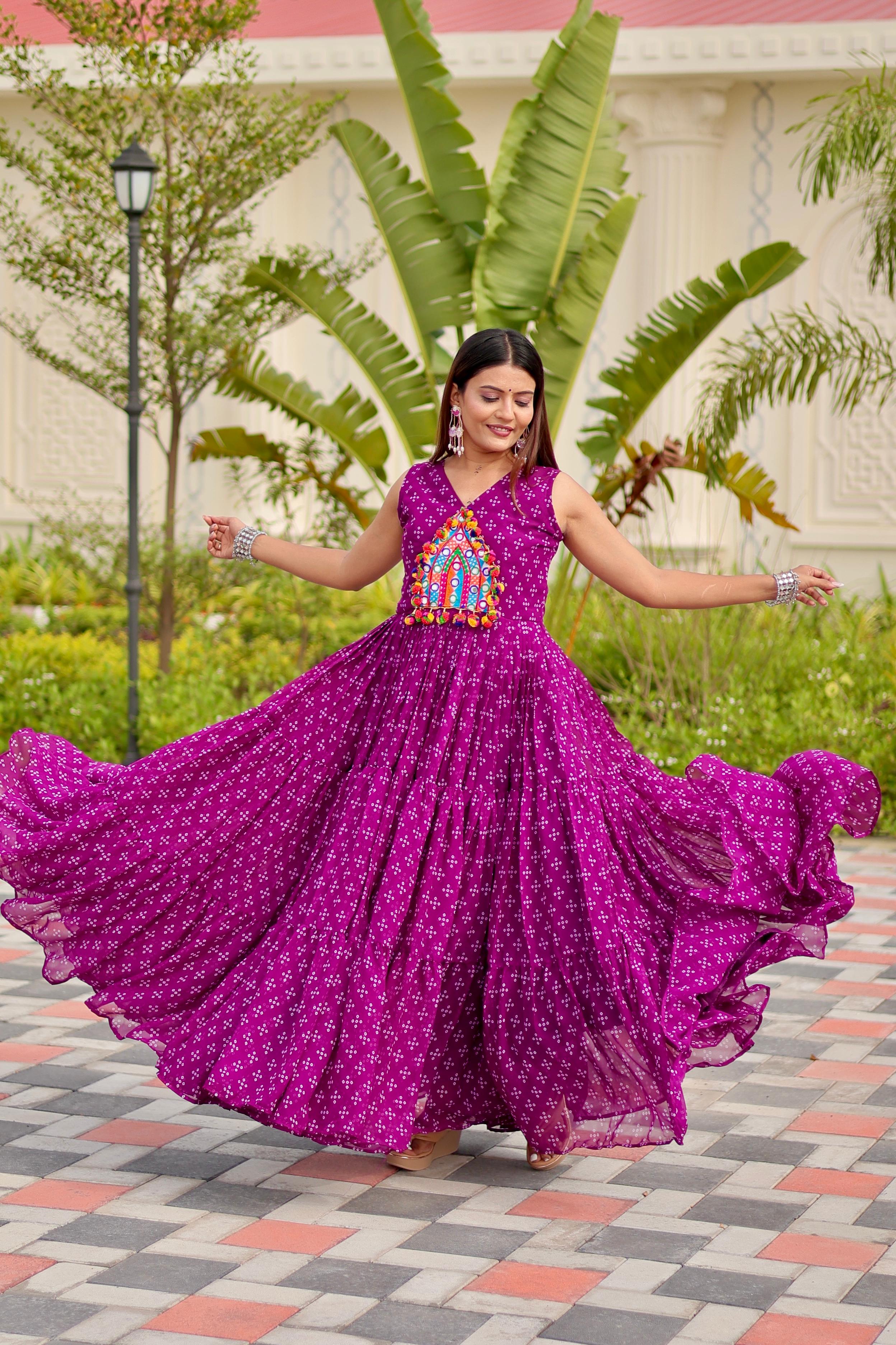 Navratri Special Gamathi Mirror Work Gown