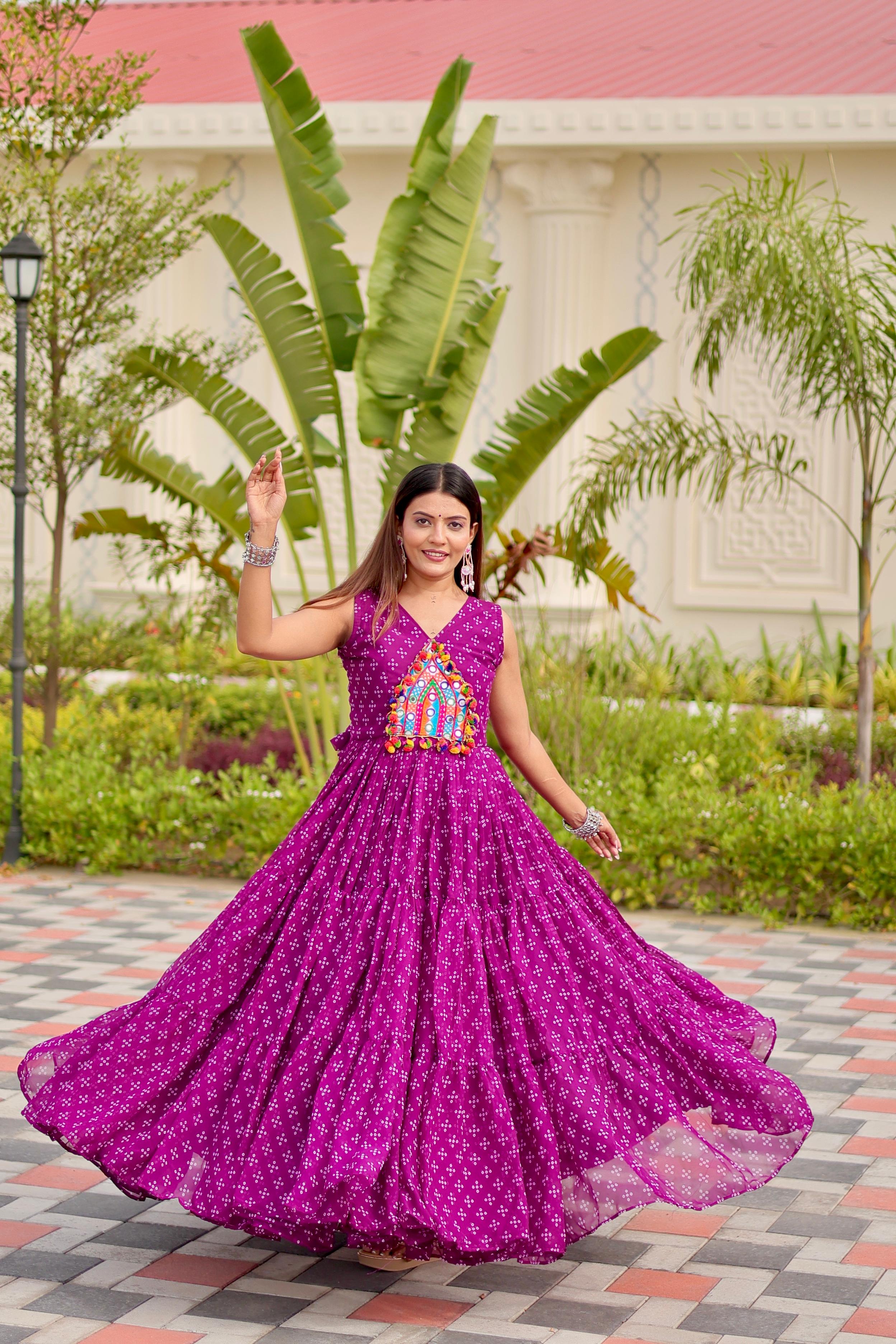 Navratri Special Gamathi Mirror Work Gown