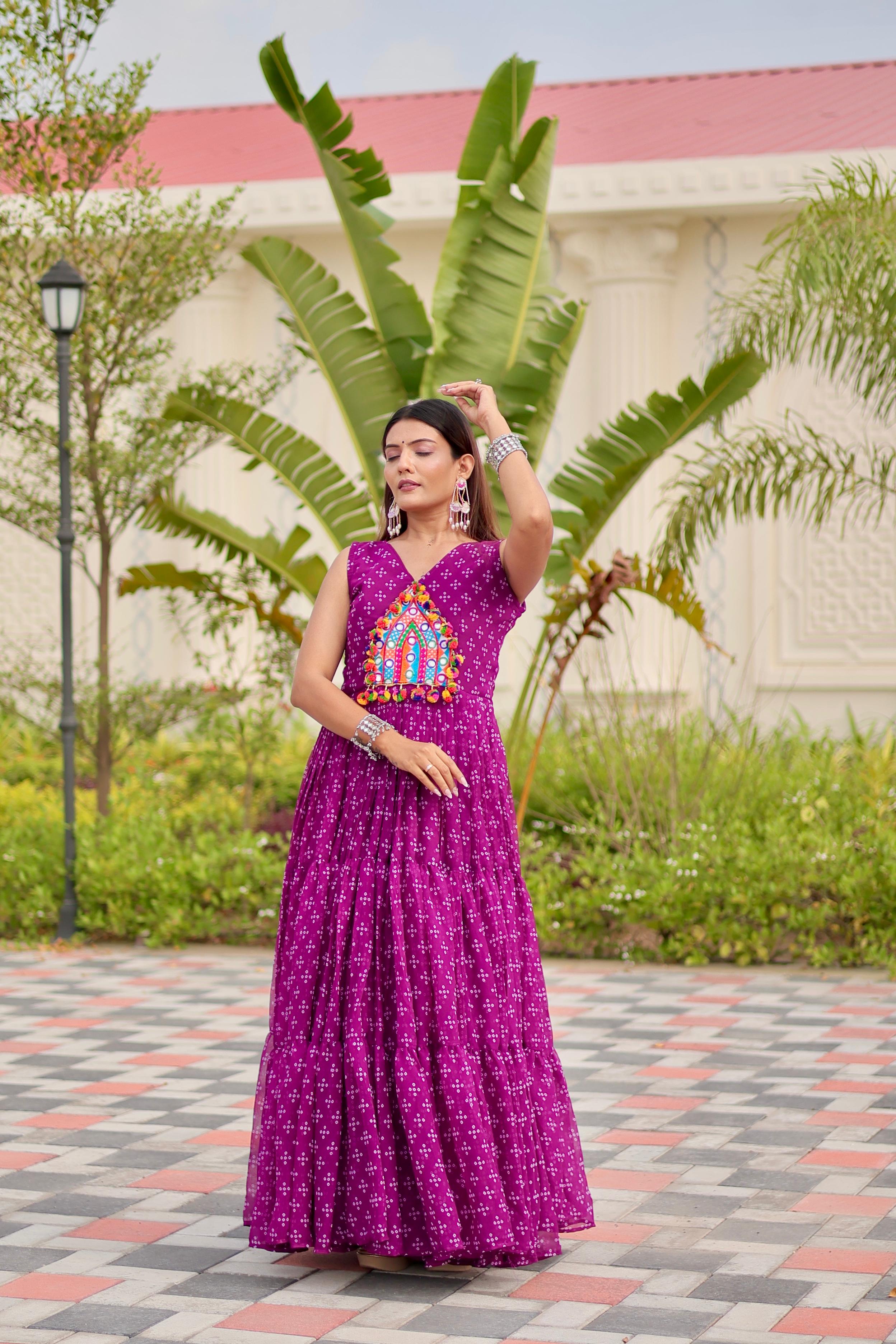 Navratri Special Gamathi Mirror Work Gown